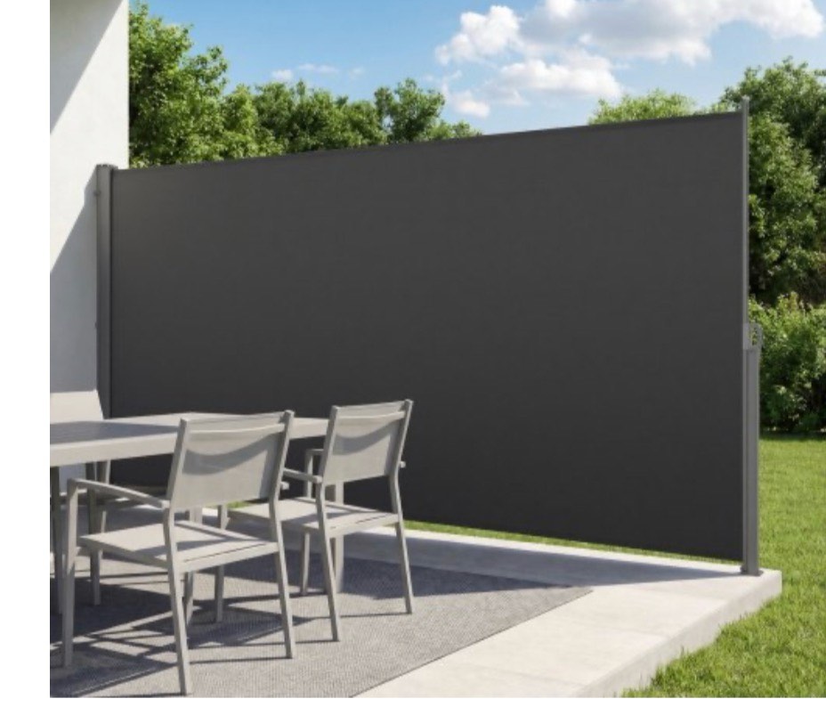 Villanex Retractable Side Awning, 73" x 165" Patio Retractable Side Screen with 180 g/m² Polyester Fabric, Waterproof Sunshade Outdoor Privacy Screen Room Divider for Garden, Balcony, Pools, Deck, Gray