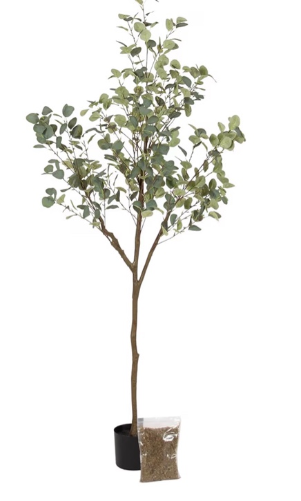 Eudora Modern Faux Eucalyptus Tree, 6 FT, Potted Artificial Tree Indoor with Realistic Foliage and Additional Decorative Moss, Fake Plant for Living Room Decor