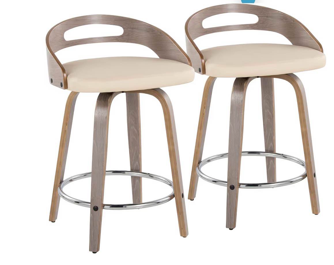 Cassis Counter Stools for Kitchen Counter in Faux Leather and Wood, Counter Height Chairs, Bar Stools Set of 2, Counter Height Chairs, Bar Stools for Kitchen Island ( One in stock are WHITE AND BROWN)