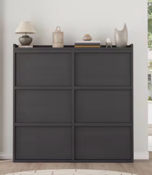 Garvee Hidden Wooden Shoe Cabinet with 6 Flip Drawers and Adjustable Shelf for Entryway Hallway
