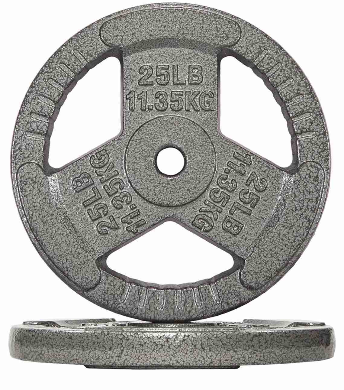 fitvids 1 inch standard barbell weight plates, 2.5 lb to 45 lb plates for home gym strength training, triple-handle design