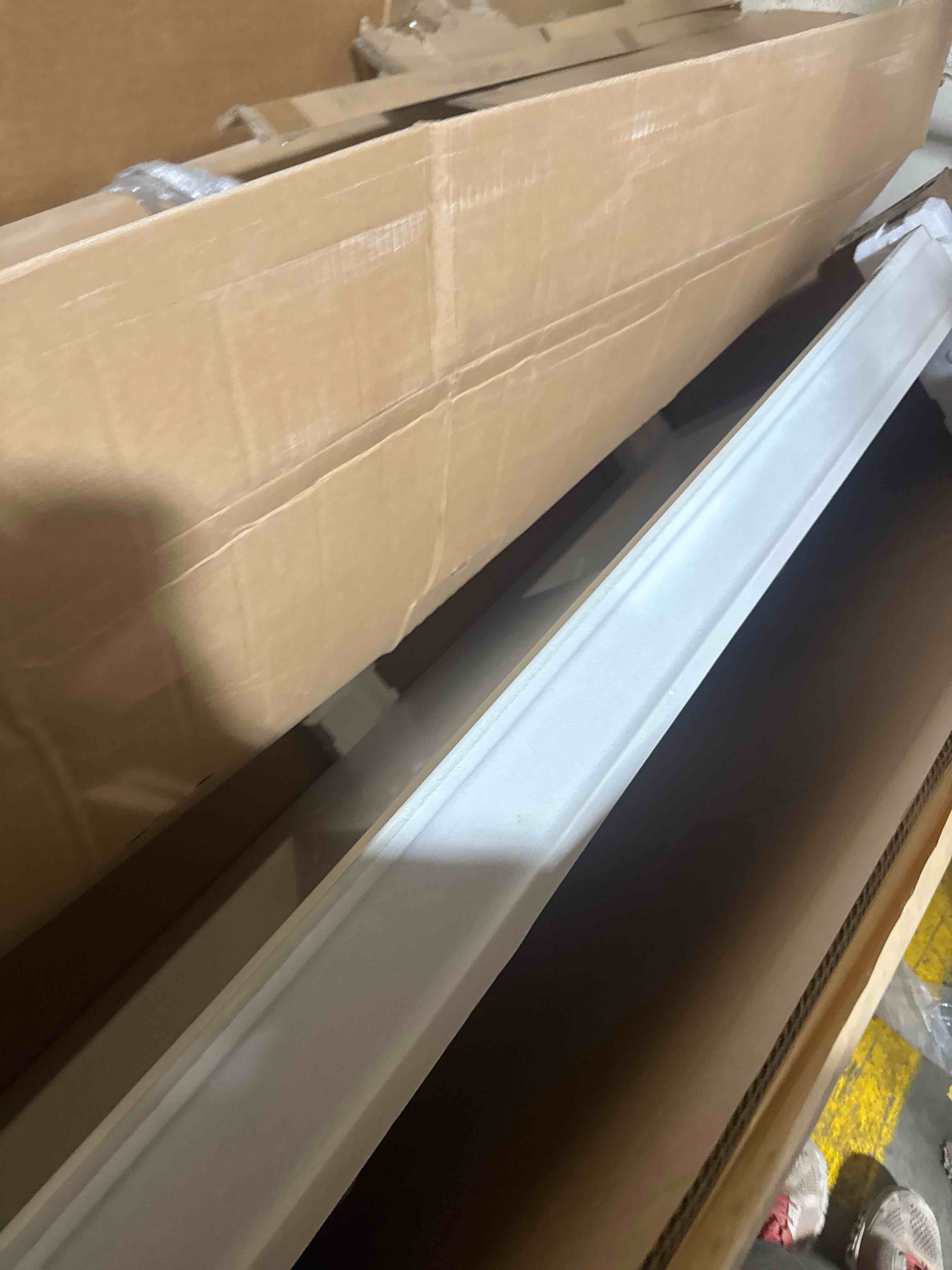 Condition photo showing Good Condition for wolf vanity tops 61" double sink top cotton white ( has small piece broken shown in pictures)