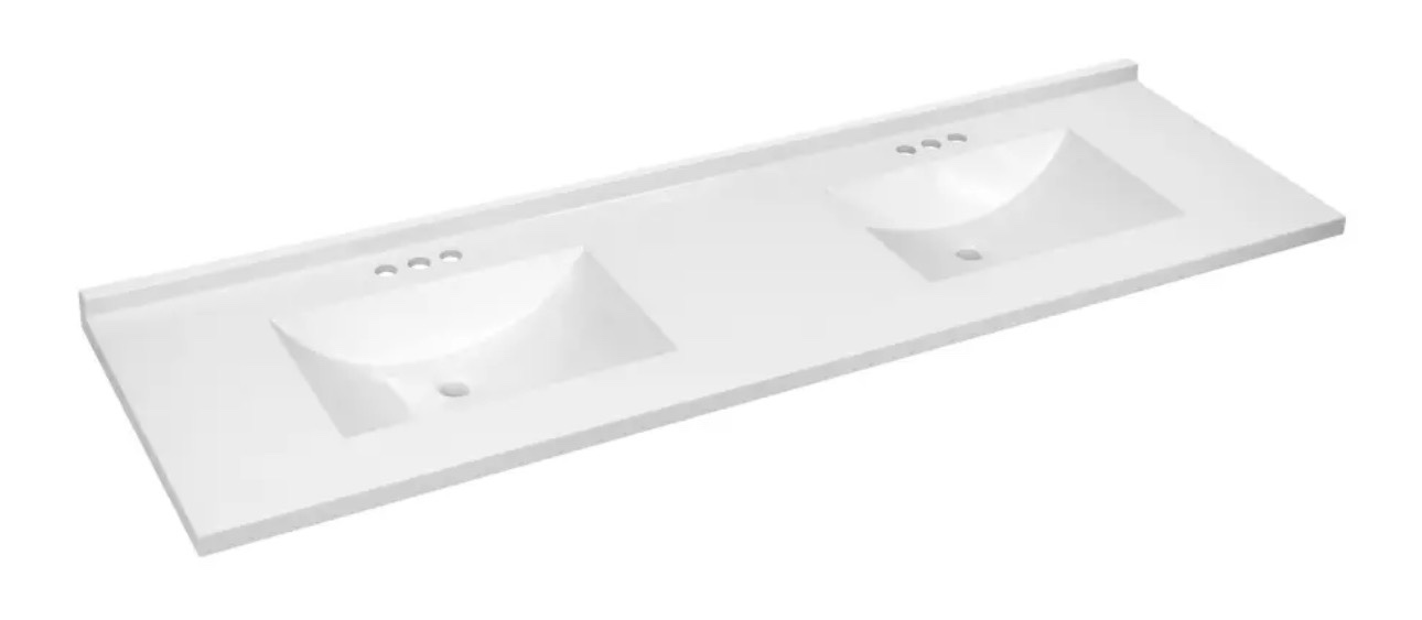 wolf vanity tops 61" double sink top cotton white
