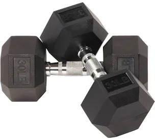 Set of 2 CAP Barbell  30lb Rubber Hex Dumbbell  Single
