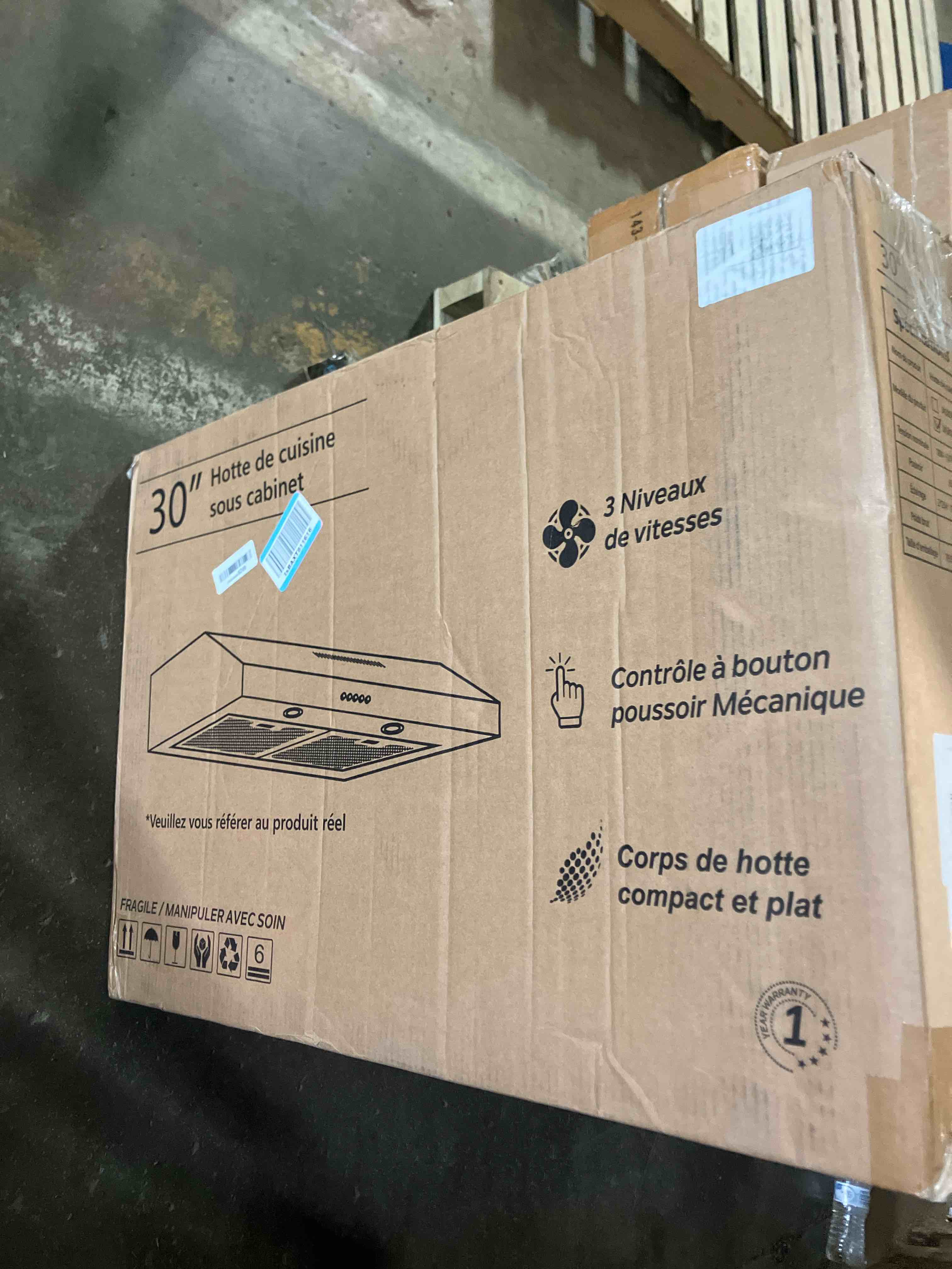 Condition photo showing New/Like New for AMZCHEF Under Cabinet Range Hood 30 Inch, 750CFM Stainless Steel Kitchen Stove Vent Hood 3 Speed Exhaust Fan Touch/Remote/Gesture Control LED lights Time Setting Dishwasher-Safe Baffle Filters
