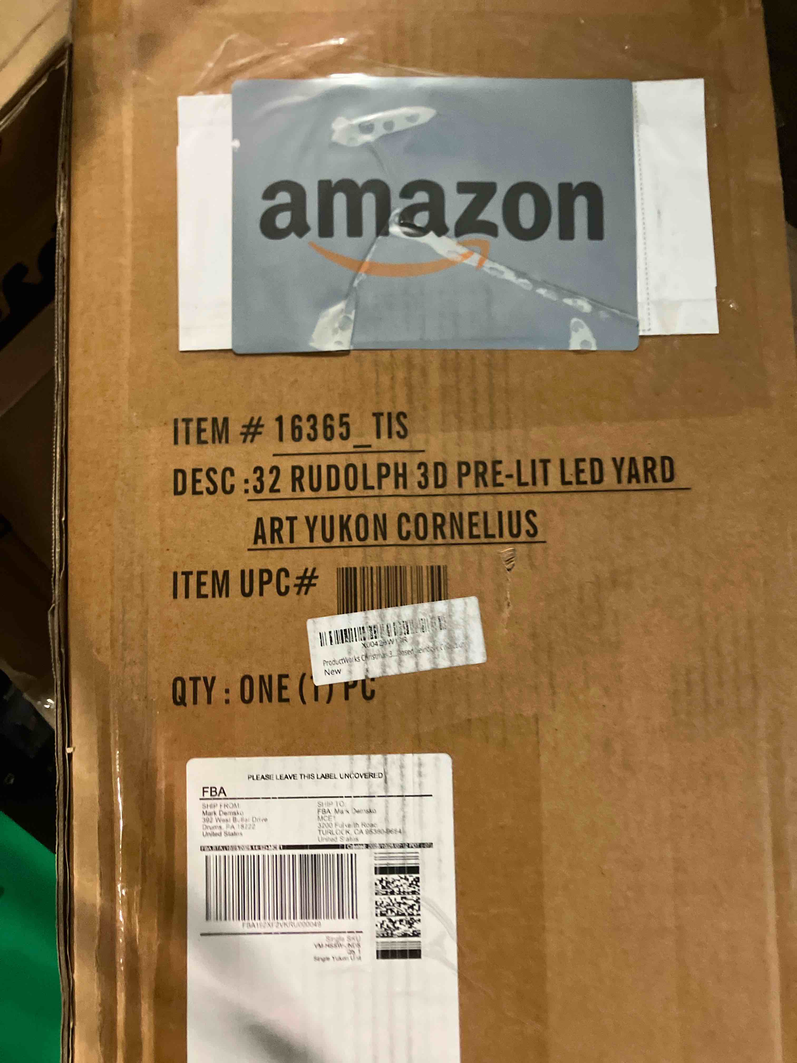 Condition photo showing New/Like New for Christmas 32 in. Yukon Cornelius Rudolph The Red Nosed Reindeer Collection