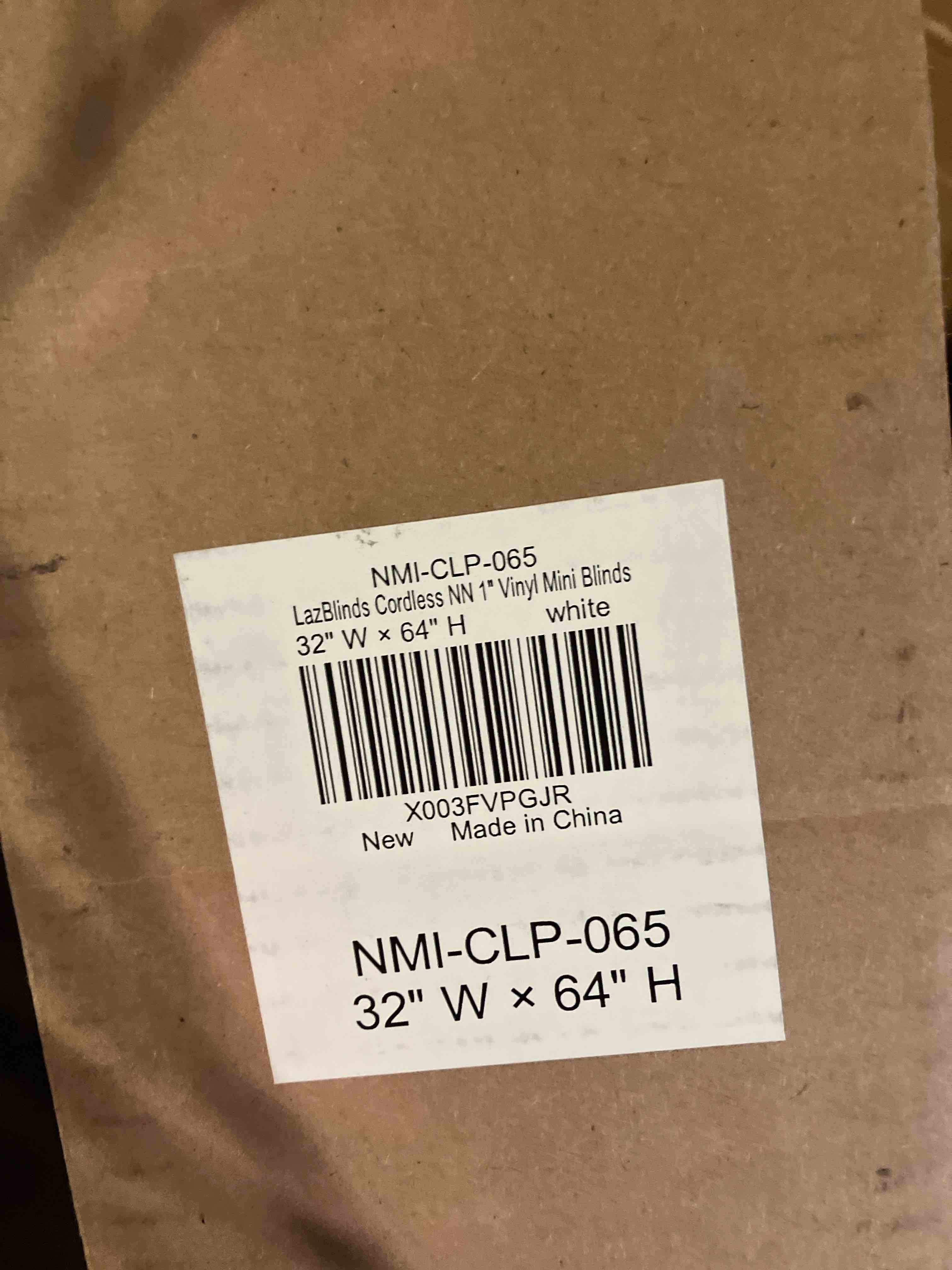 Condition photo showing New/Like New for LazBlinds No Tools No Drill 1" Vinyl Mini Blinds, Cordless Blinds for Windows, Light Filtering Horizontal Window Blinds & Shades, 32" W x 64" H, White Cordless-white 32" W x 64" H