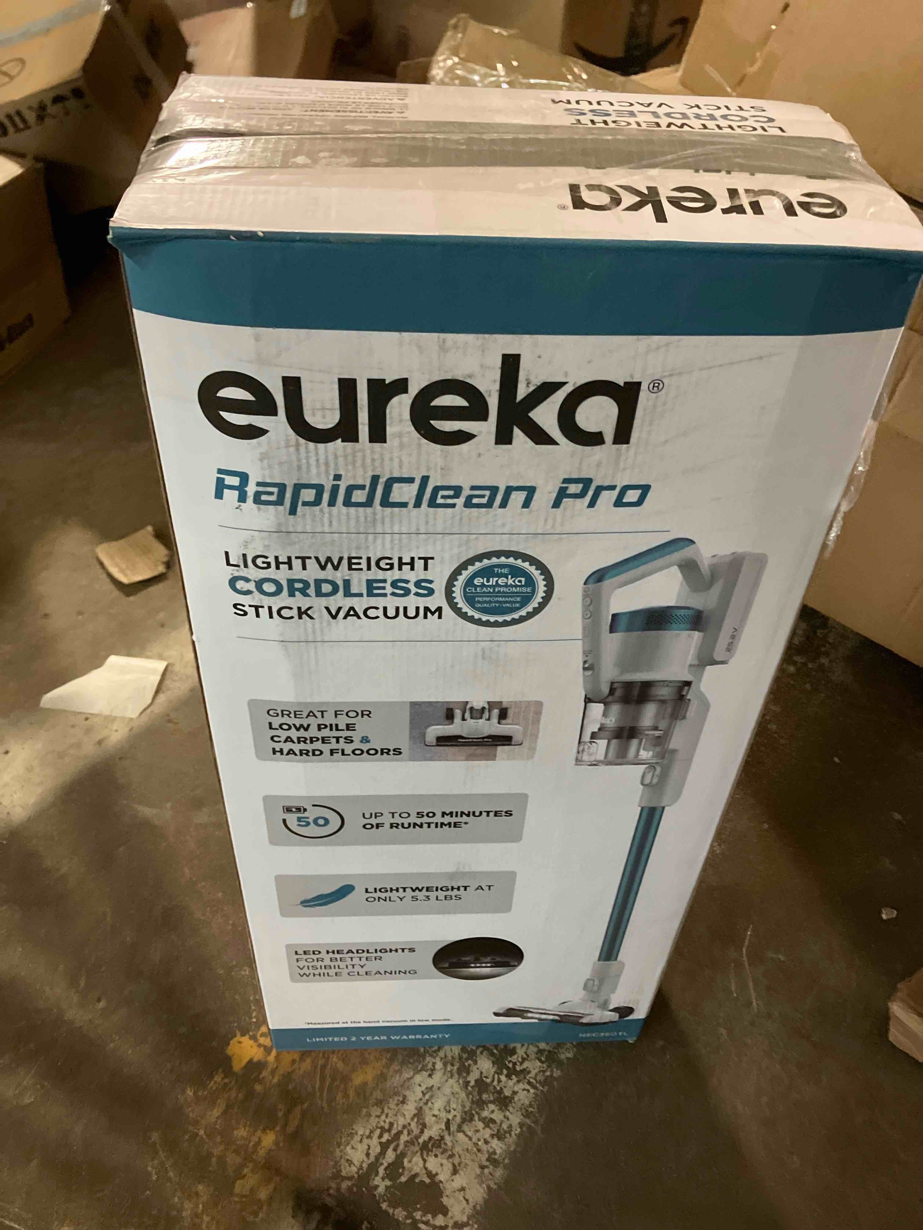 Condition photo showing New/Like New for Eureka RapidClean Pro NEC280TL Cordless Stick Vacuum Cleaner – Lightweight 5.3 lbs, 40-Min Runtime, LED Headlights, 3 Power Modes, Ideal for Pet Hair, Hard Floors & Carpets Blue NEC280TL