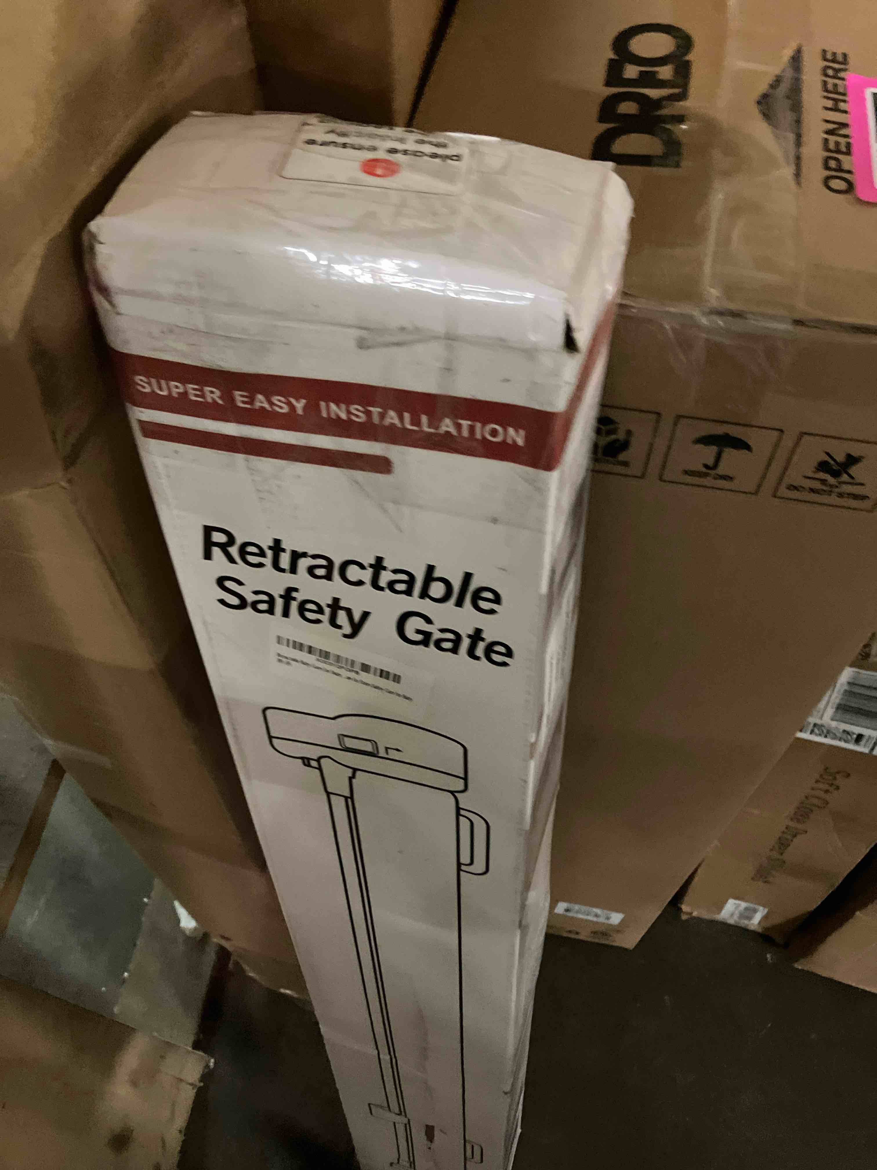 Condition photo showing New/Like New for Reinforced Retractable Baby Gates for Stairs 55 Inch Reinforced Strip Baby Stair Gate Retractable Dog Gate for Stairs Retractable Gate for Stair Post, Banister to Banister, Banister to Wall, Doorway White 33" X 55" For Stair