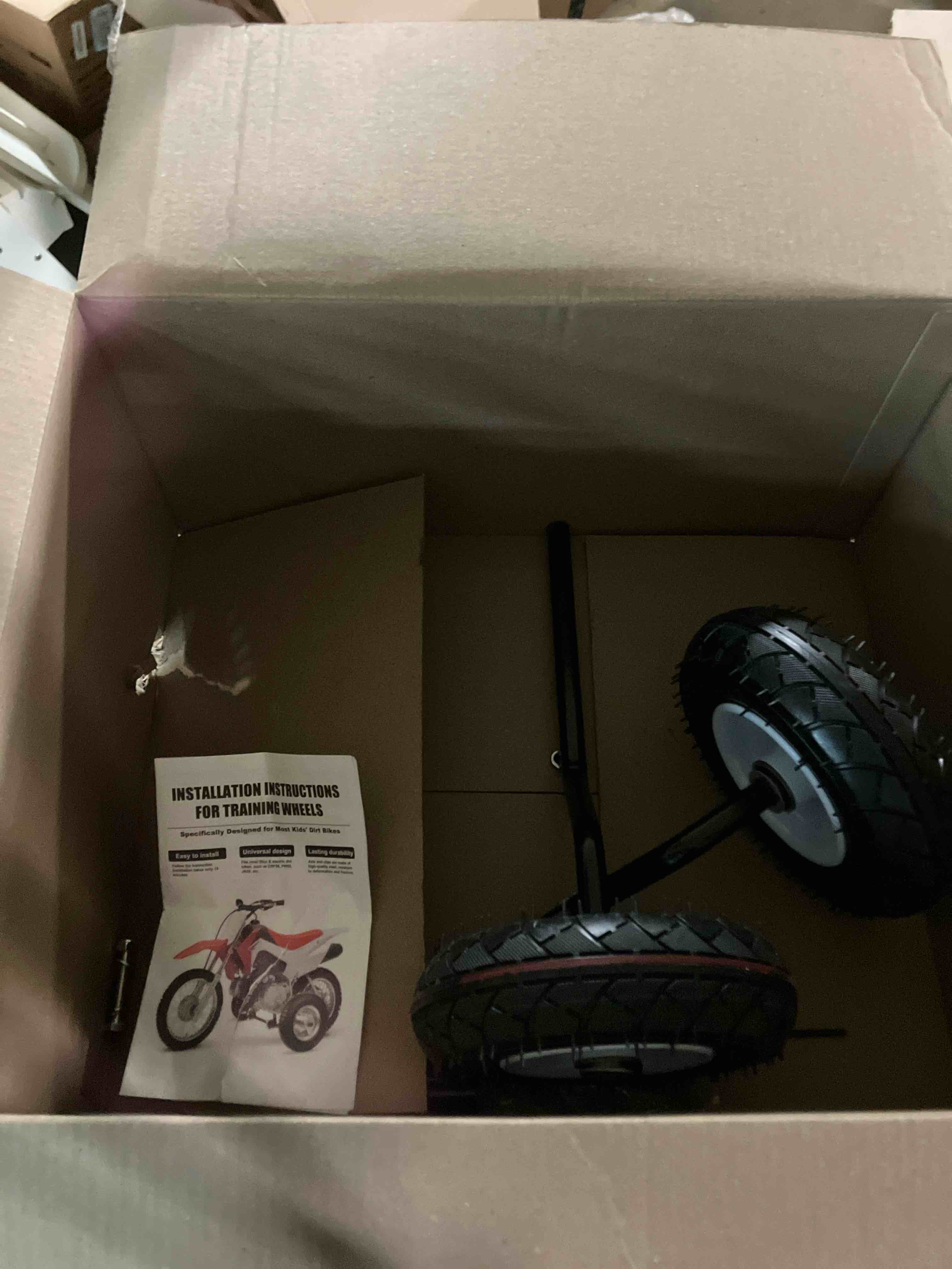 Condition photo showing Good Condition for Dirt Bike Training Wheels for CRF50, PW50 & MX125 | Compatible with honda CRF50, yamaha PW50/TTR50, razor MX125/MX350/MX400 | Universal Fit 50cc 49cc Kids Dirt Bikes | Easy Install & 10-Year Warranty