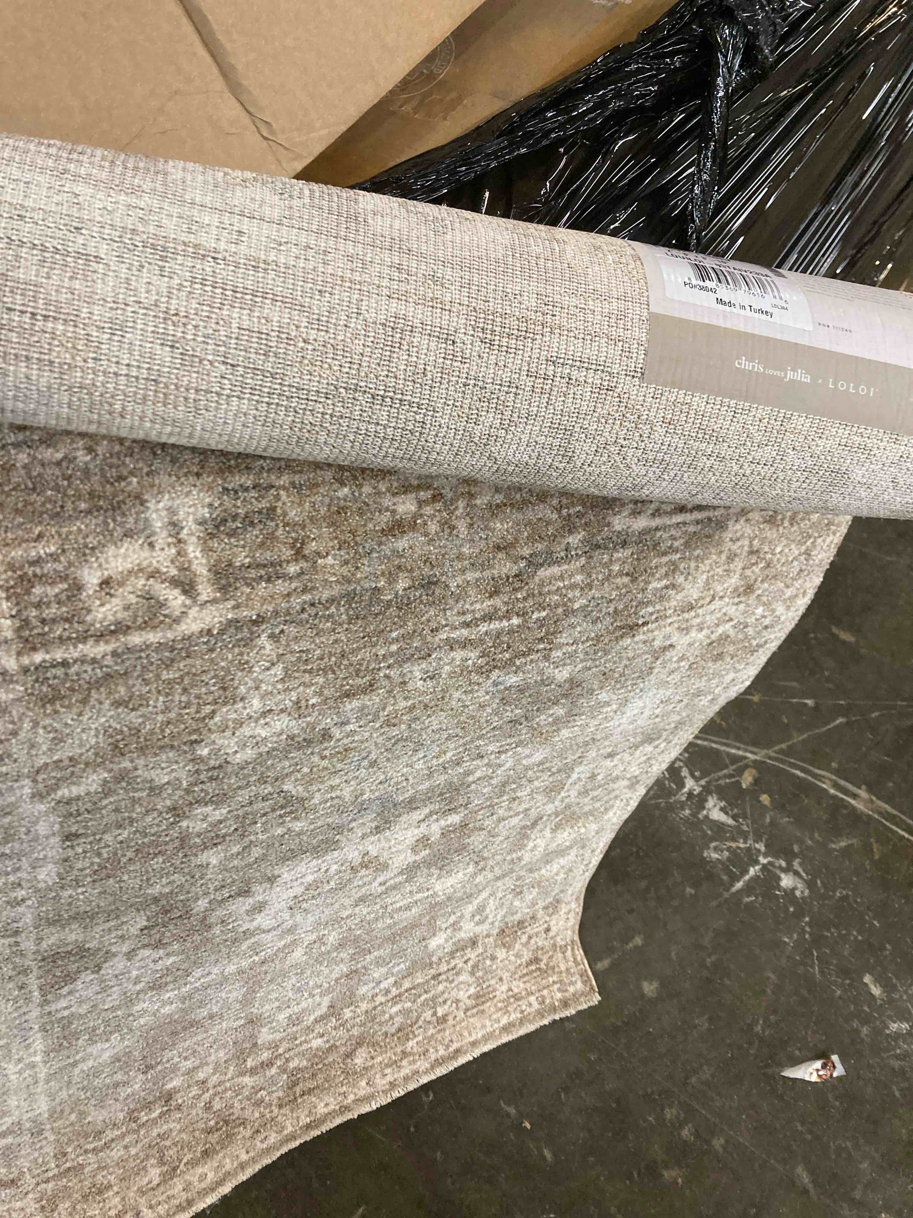 Condition photo showing New/Like New for Loloi Chris Loves Julia Louisa Collection LOI-03 Taupe/Ivory 2'-3" x 3'-10", .38" Pile Height, Accent Rug