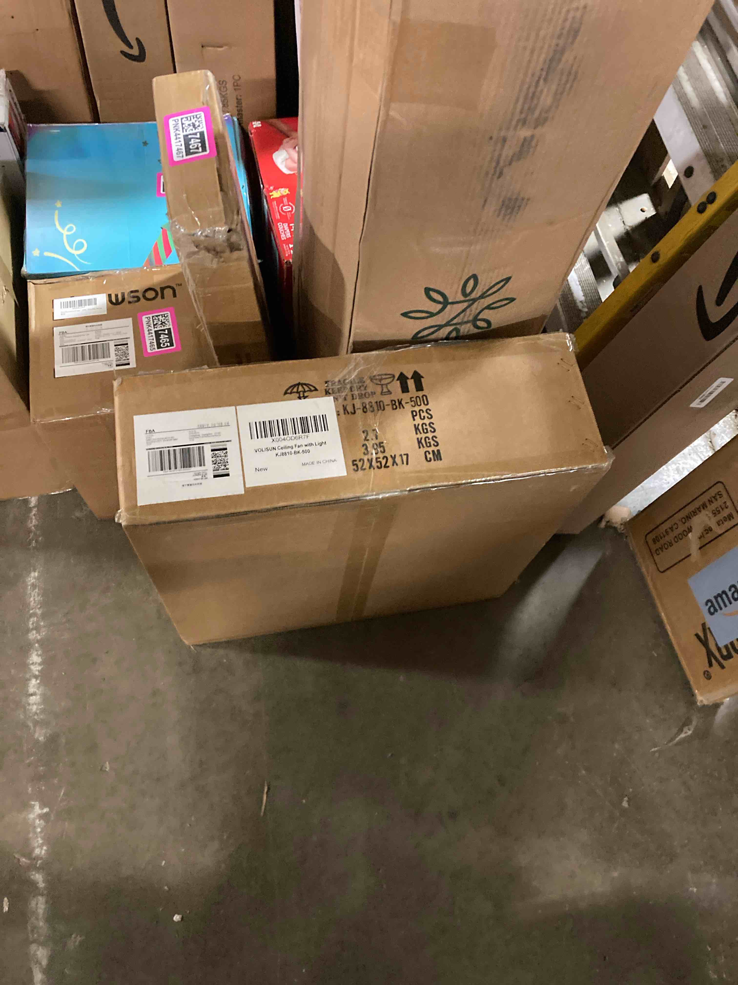 Condition photo showing New/Like New for VOLISUN Caged Ceiling Fan with Light and Remote,19.7 inch Fandelier Ceiling Fan with Light Flush Mount, Farmhouse Bladeless Ceiling Fans with Lights for Kitchen,Bedroom