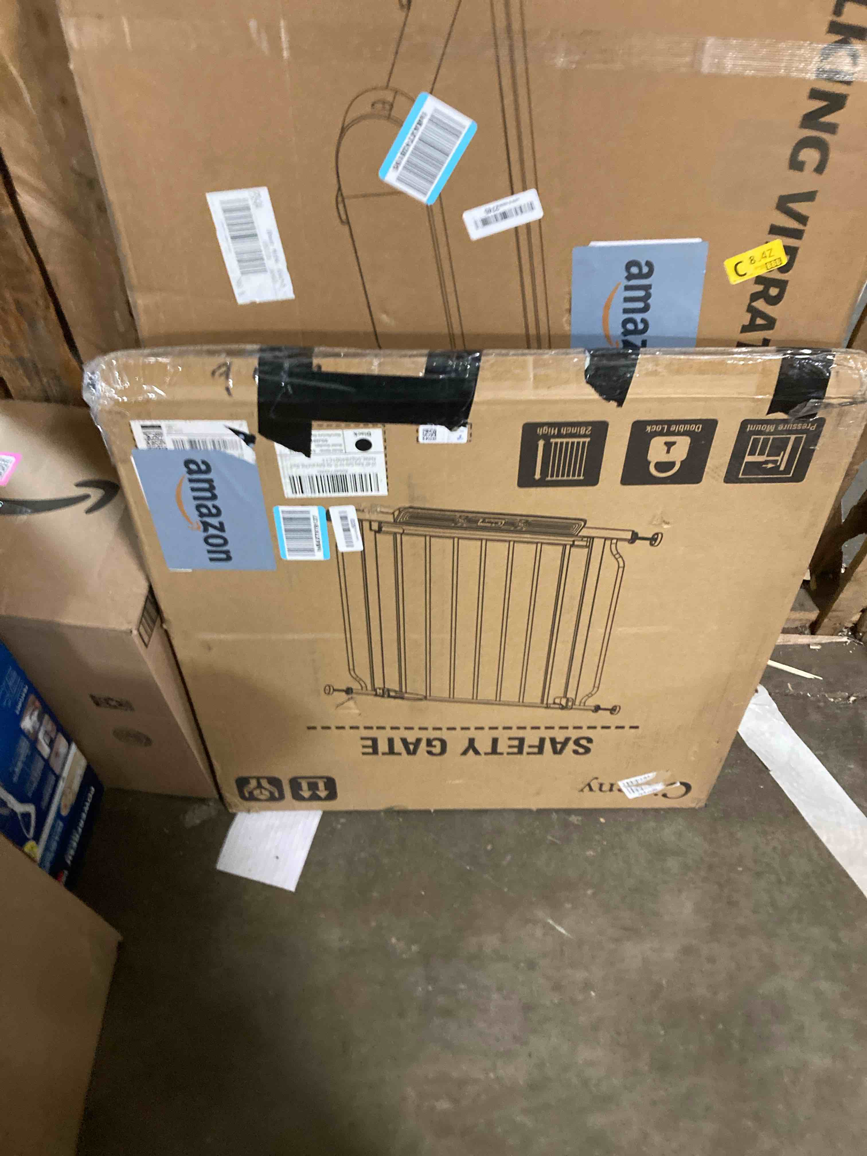 Condition photo showing Good Condition for 29"-40" Baby Gate for Stairs, Auto Close Stroller Friendly Dog Gate Indoor for Doorways, Pressure Mounted Baby Gate, Easy Walk Through Gate for Children & Pets, Black Black 29-40"Wide, 28"Tall