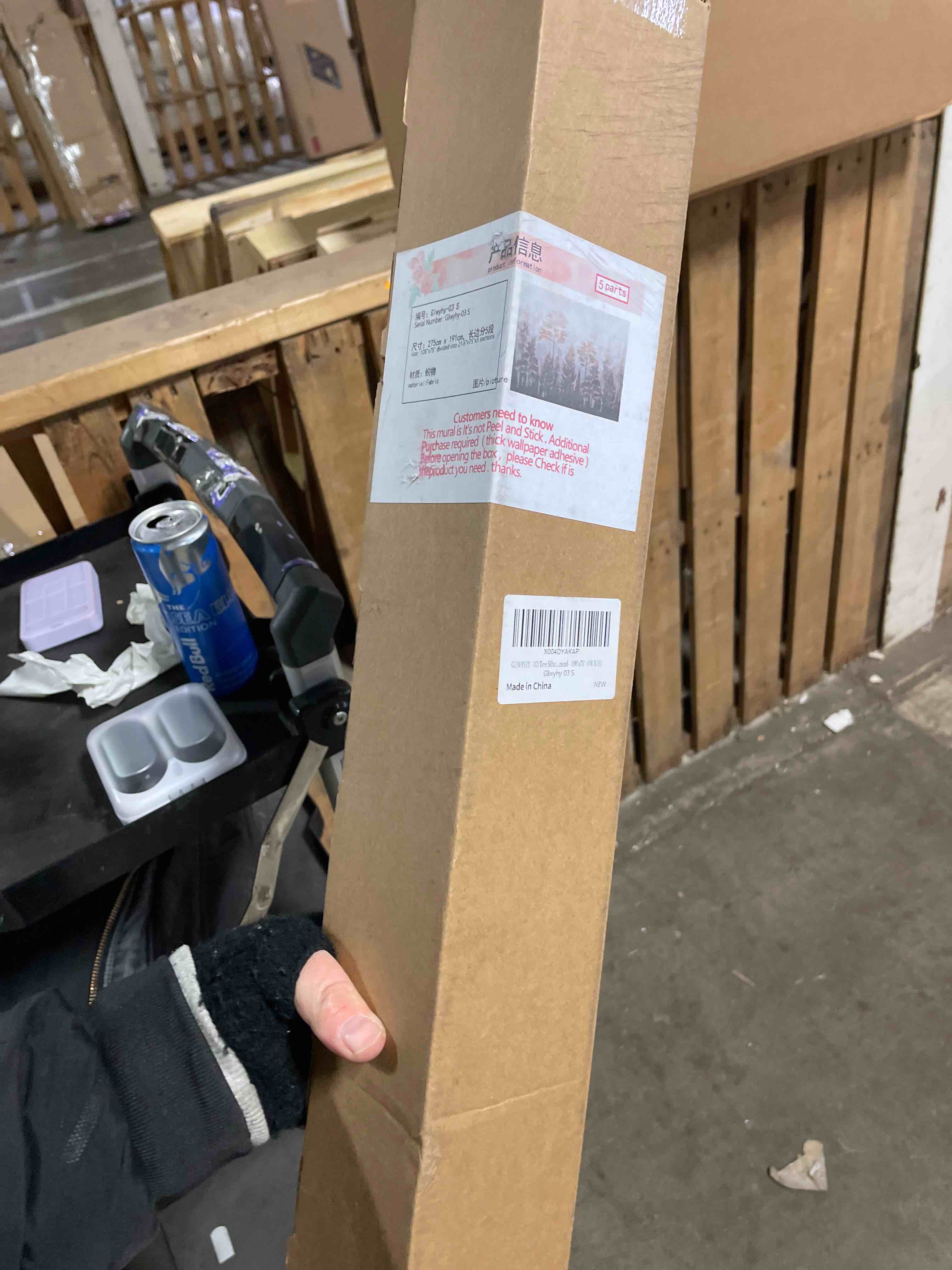 Condition photo showing New/Like New for Grey Gold Forest Wallpaper, Beautiful Ink Charm, Mountain Forest, Freehand Bedroom Background Mural?Non-self-Adhesive Wall Stickers?