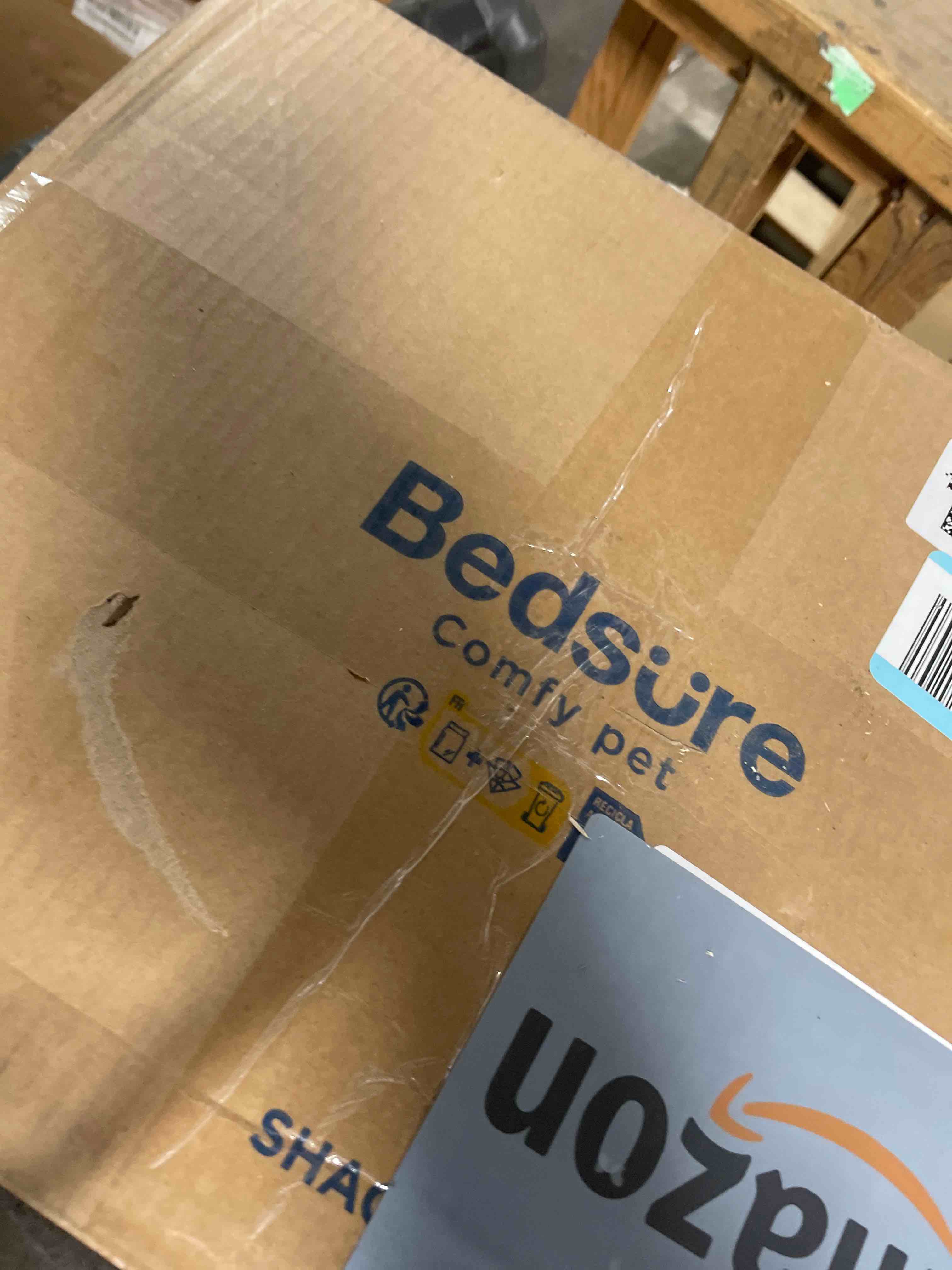 Condition photo showing Good Condition for Bedsure Calming Dog Beds Large Sized Dog - Donut Washable Large Pet Bed, 36 inches Anti-Slip Round Fluffy Plush Faux Fur Dogs Bed, Fits up to 80 lbs Pets, Camel 36"L x 36"W x 10"Th Camel