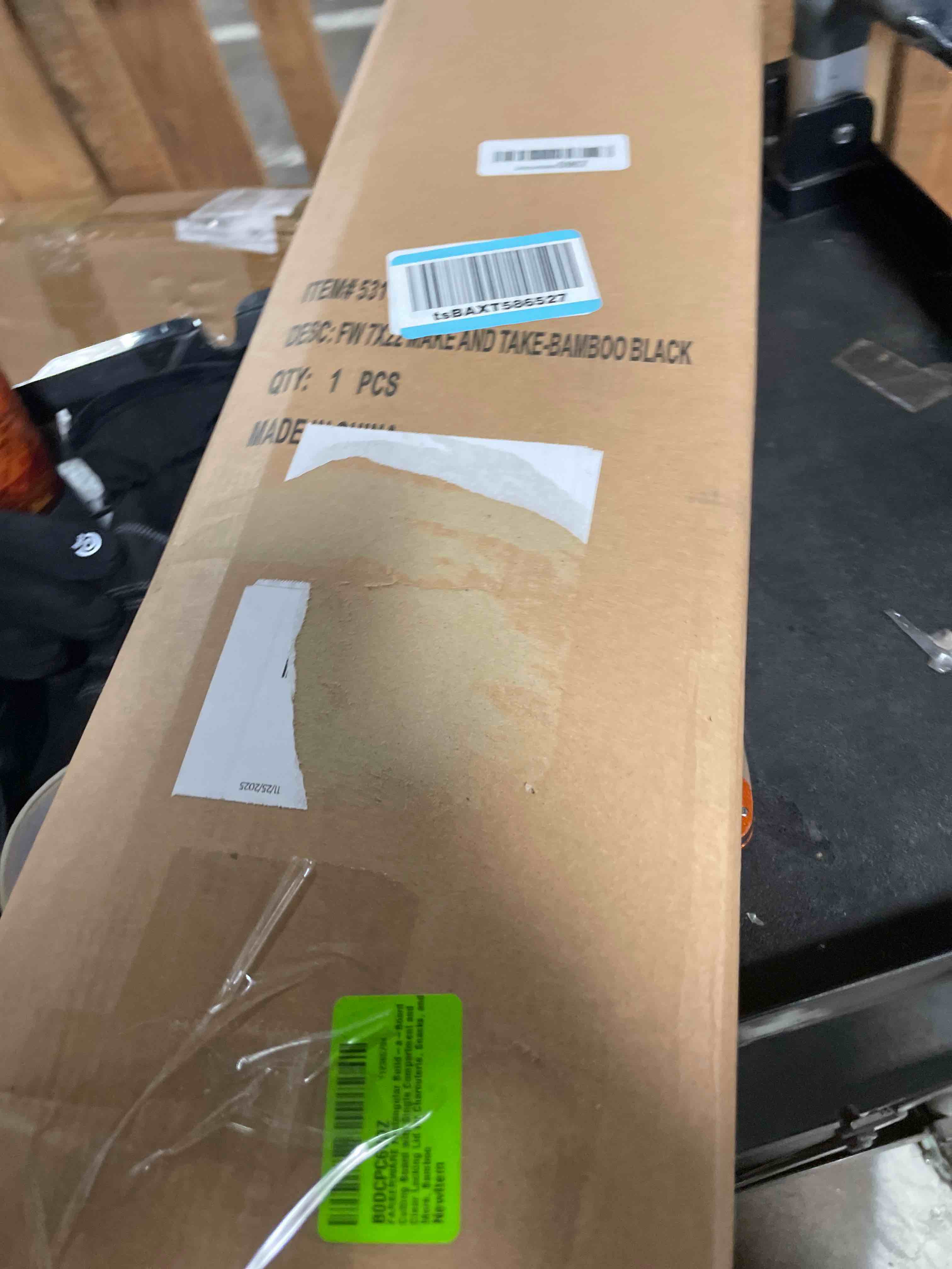 Condition photo showing New/Like New for FARBERWARE Rectangular Build-a-Board Cutting Board with Single Compartment and Clear Locking Lid for Charcuterie, Snacks, and More, Bamboo