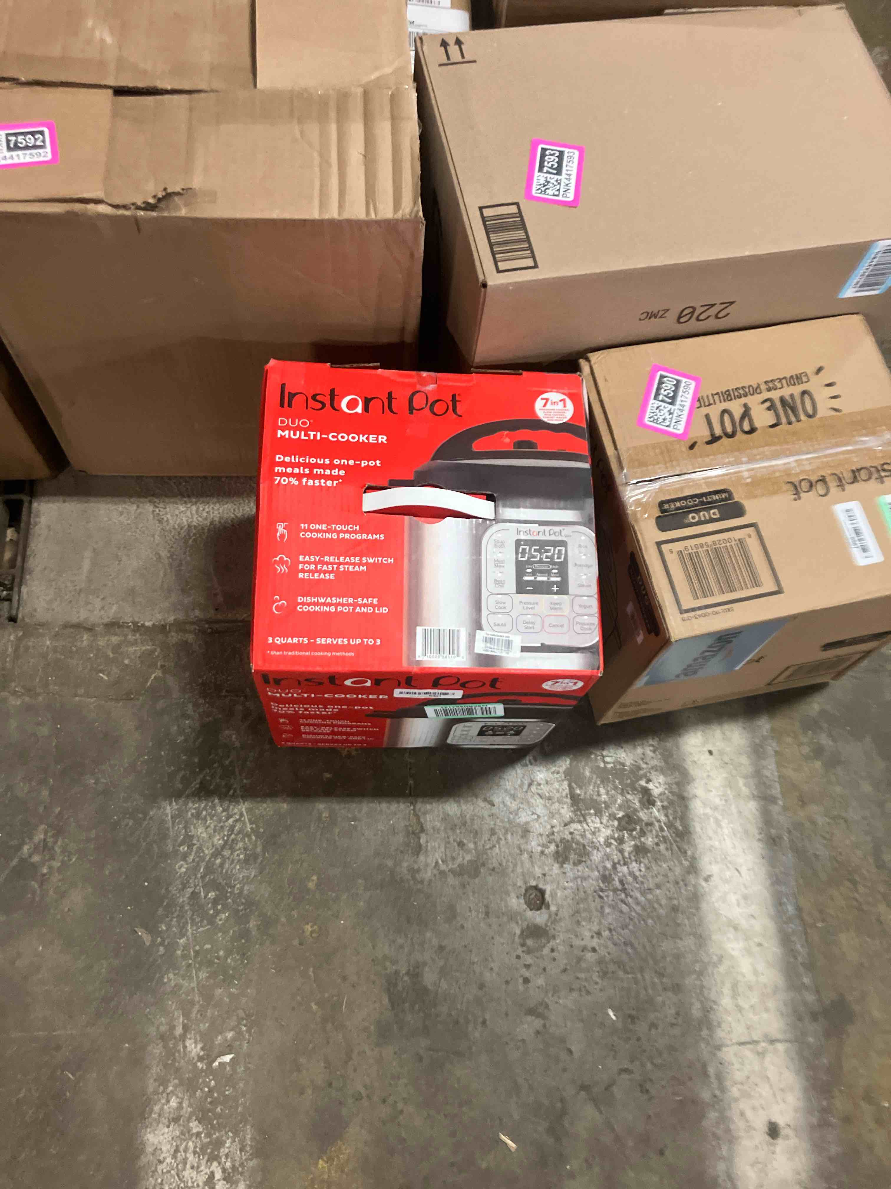 Condition photo showing New/Like New for Instant Pot Duo 7-in-1 Mini Electric Pressure Cooker, Slow Rice Cooker, Steamer, Sauté, Yogurt Maker, Warmer & Sterilizer, Includes Free App with over 1900 Recipes, Stainless Steel, 3 Quart
