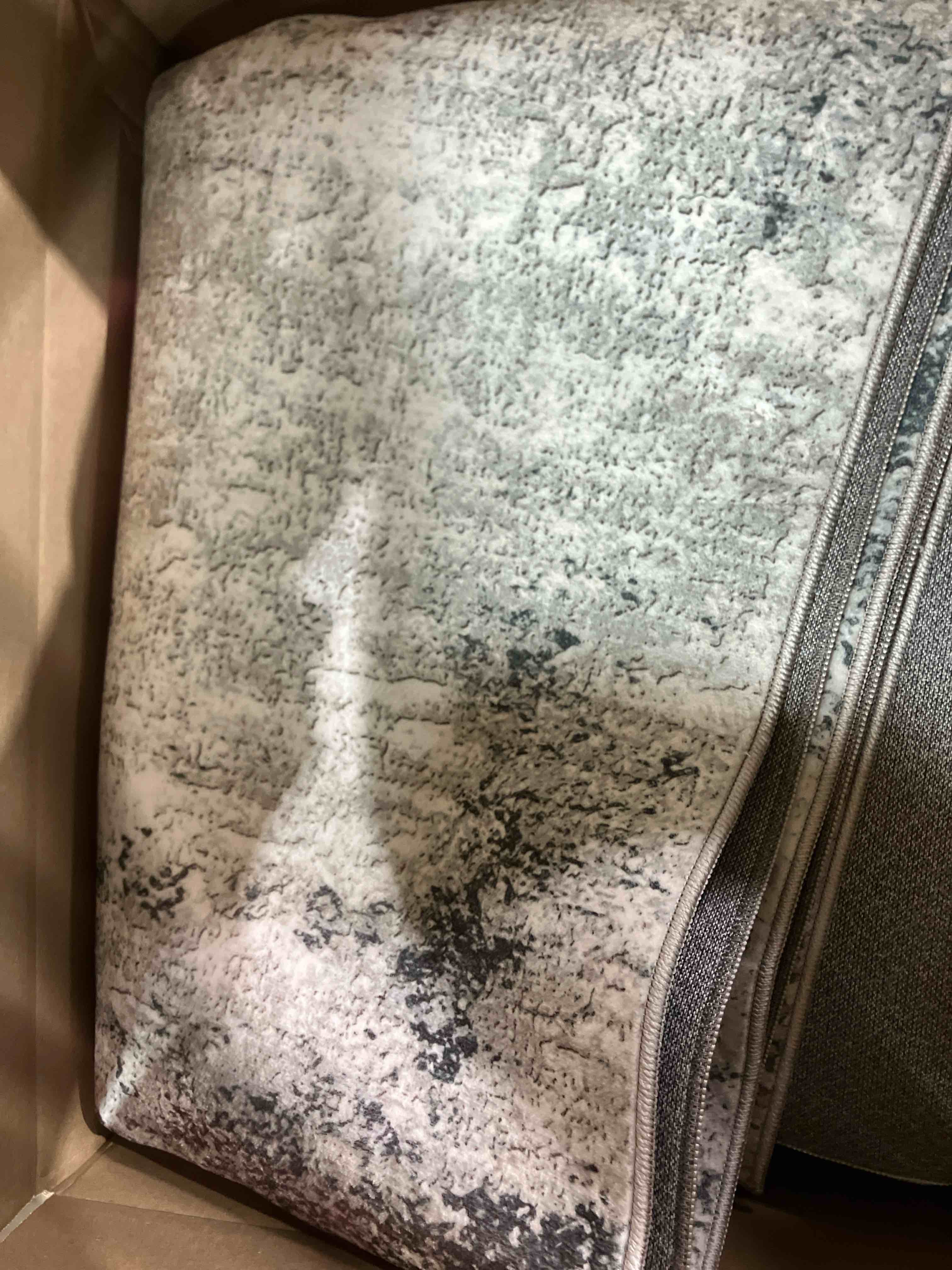 Condition photo showing New/Like New for 9x12 Area Rugs for Living Room, Large Washable Abstract Modren Indoor Rugs, Non-Slip Soft Non Shedding Floor Carpet for Bedroom Office Dining Room, Blue/Grey