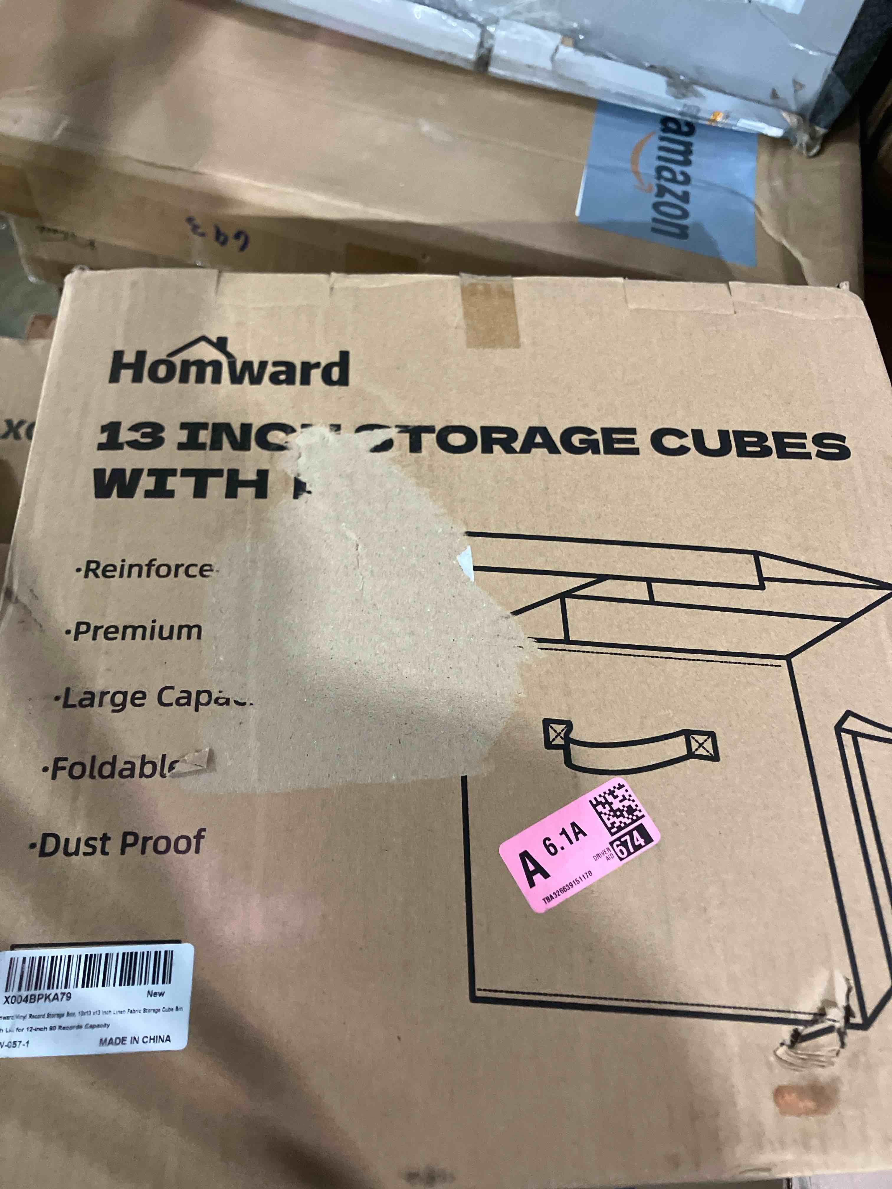 Condition photo showing New/Like New for Vinyl Record Storage Box - 13 Inch Linen Fabric Case for LP Album Storage, Stackable & Collapsible Organizer Crate Cube Bins with Lid for 120+ Singles