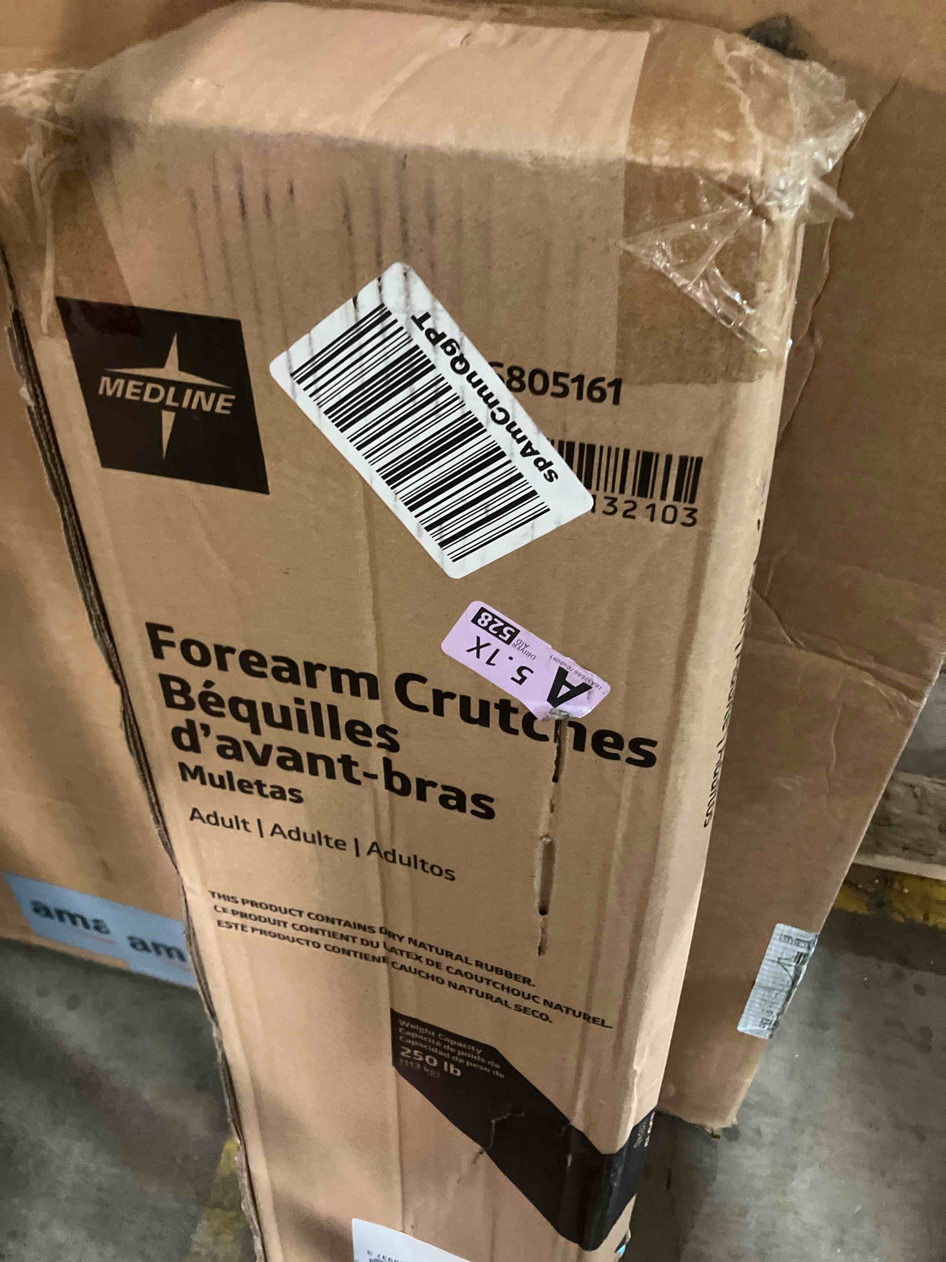 Condition photo showing New/Like New for Medline Walking Forearm Crutches  Lightweight Aluminum  250lb Weight Capacity  1 Pair