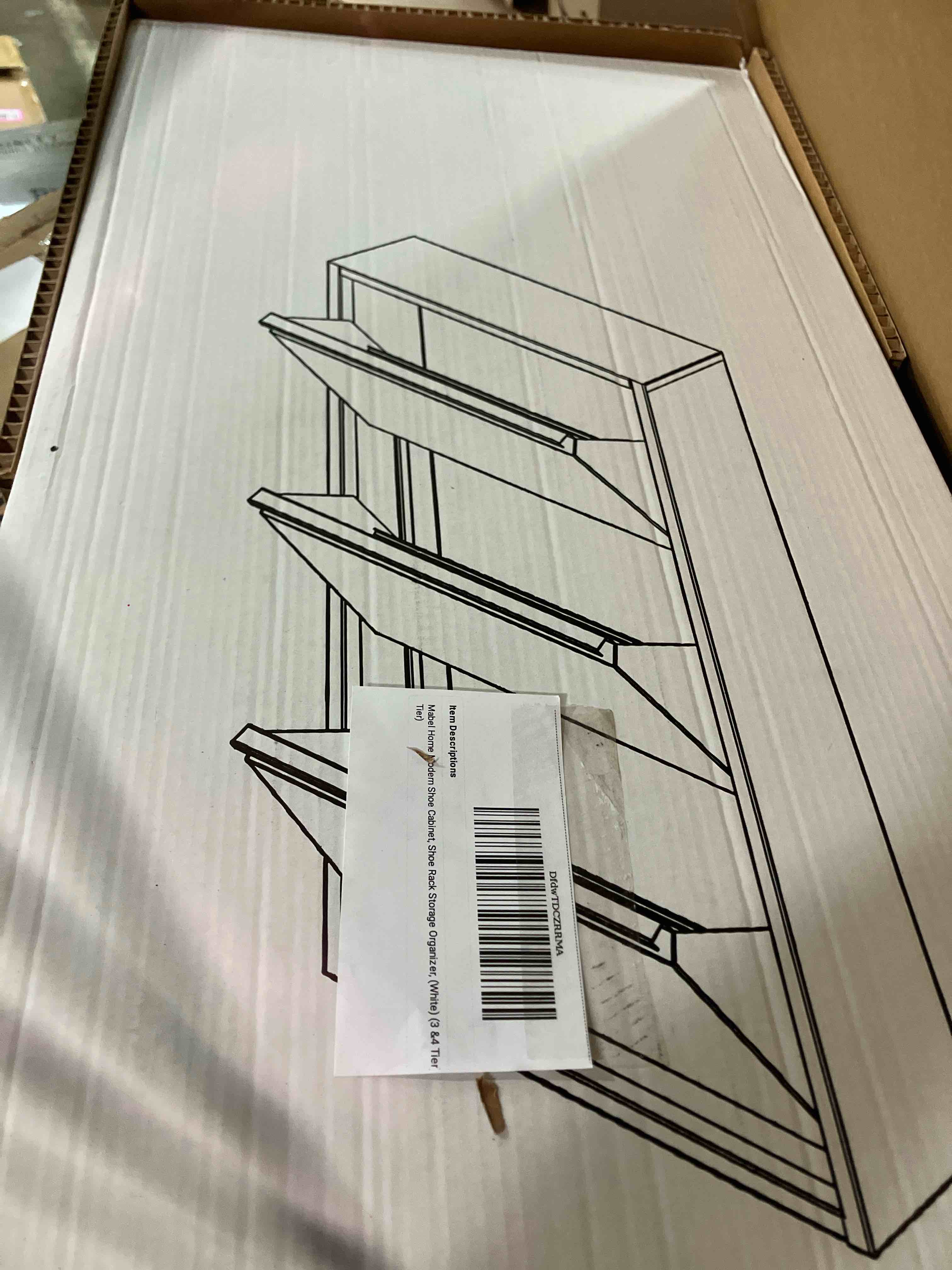 Condition photo showing New/Like New for Mabel Home Modern 3 & 4 Drawer Shoe Cabinet, 3-4Tier Shoe Rack Storage Organizer, (White) (3 & 4Tier) (3 Tier)