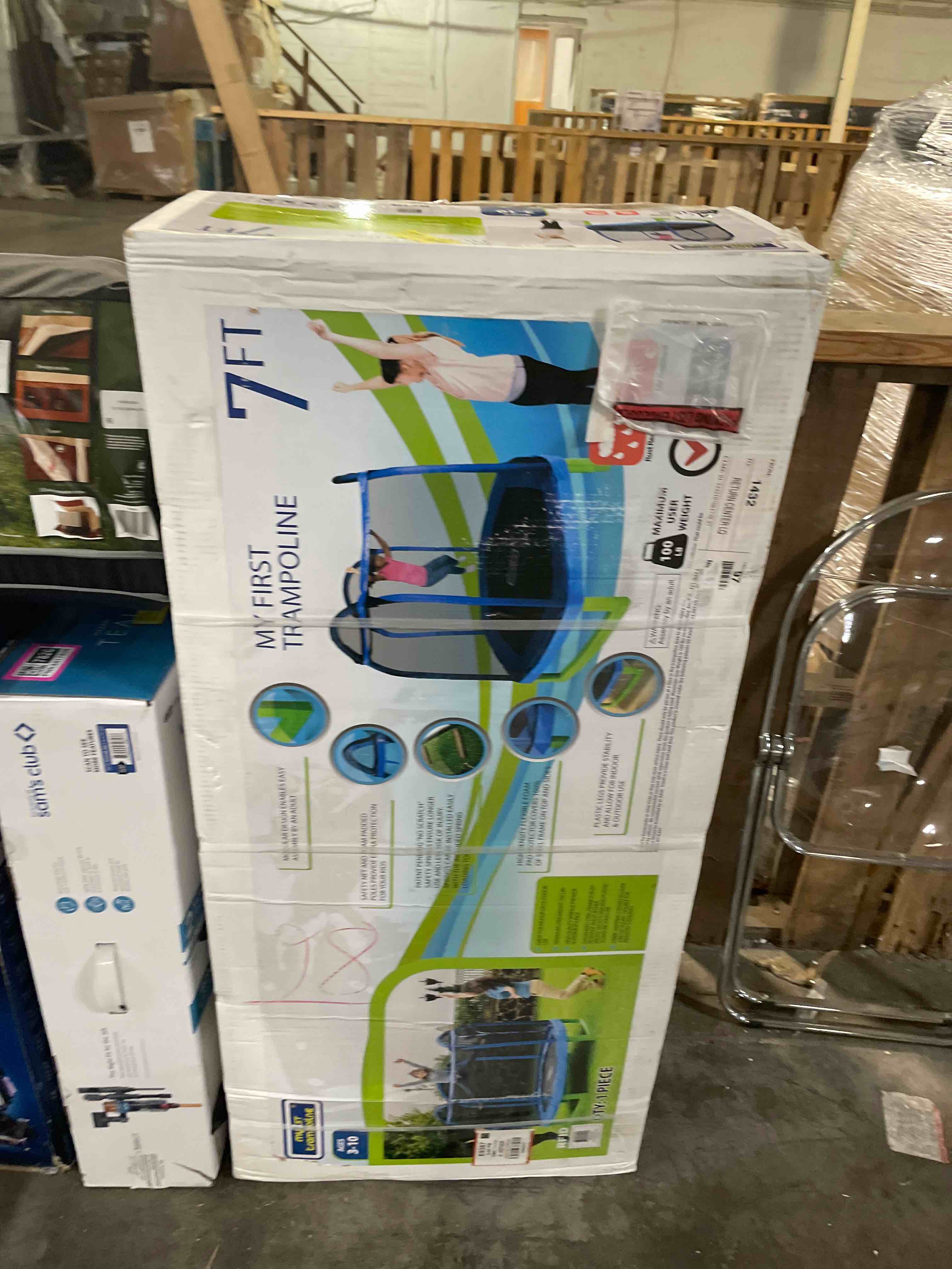 Condition photo showing New/Like New for Bounce Pro 7-Foot My First Trampoline Hexagon (Ages 3-10) for Kids  Blue/Green