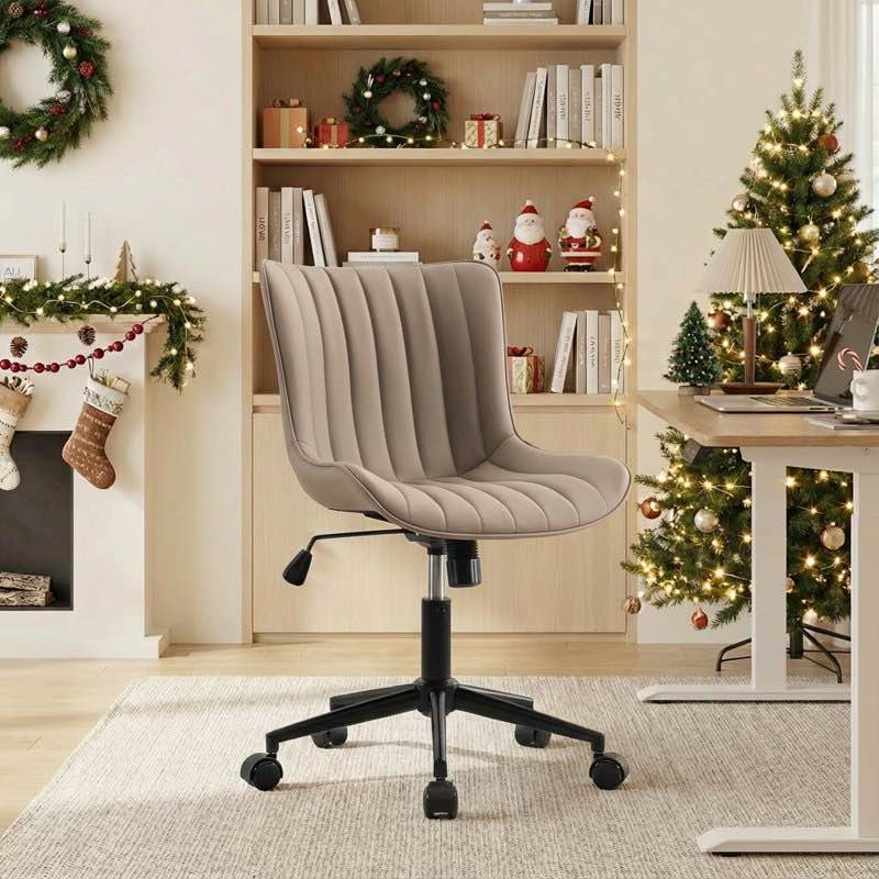 Brionni Leather Upholstered Office Desk Chair Swivel Task Chair Height Adjust Conference Chair