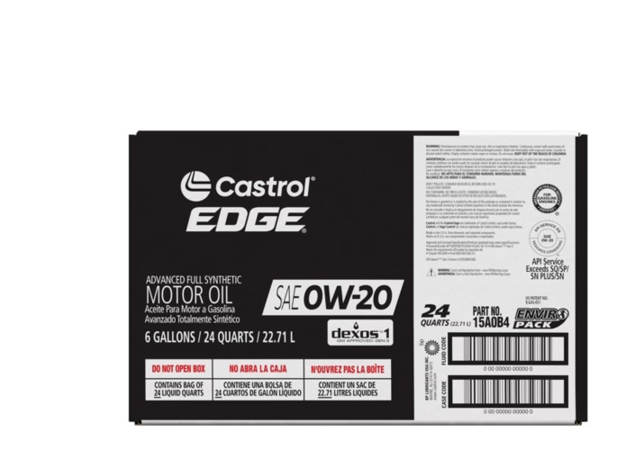 Castrol EDGE Motor Oil 0W20 Full Synthetic 6 gal (US)