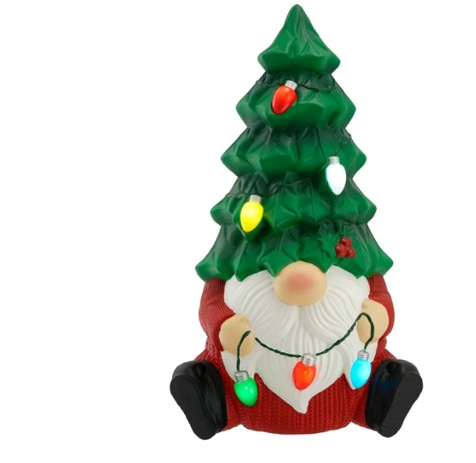 Lighted Blow Mold Christmas Tree Gnome Outdoor Decoration, Multicolor, 30", by Holiday Time