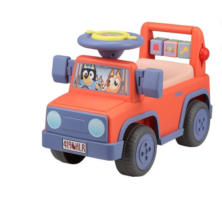 bluey licensed interactive ride-on push car for boys and girls, foot-to-floor, ages 1-3, orange