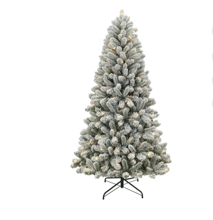 6.5' Pre-Lit Green Flocked Frisco Pine Artificial Christmas Tree with 250 Color-changing LED Lights, by Holiday Time
