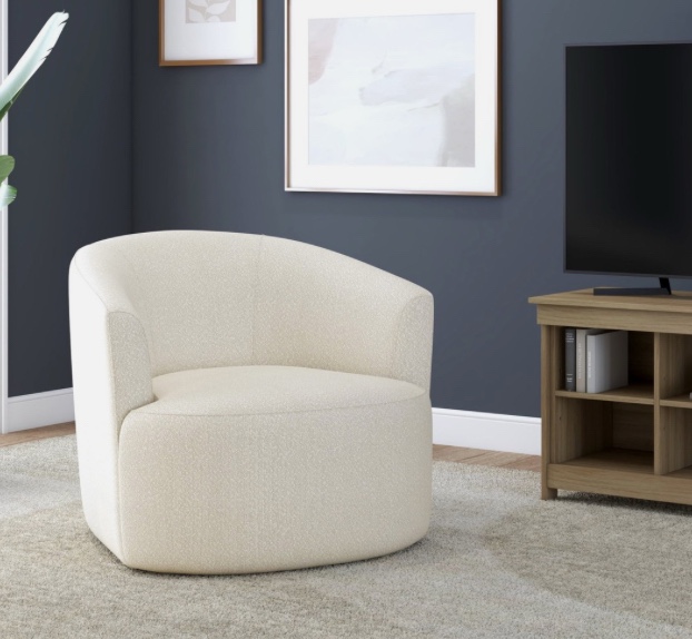 Mainstays MS451348971SWIV Boucle Swivel Chair Ivory Modern Accent Chair