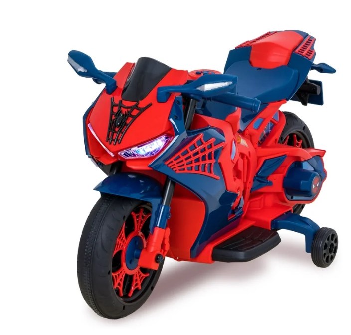 6v spiderman motorcycle, battery ride on toy, for kids, ages 3+