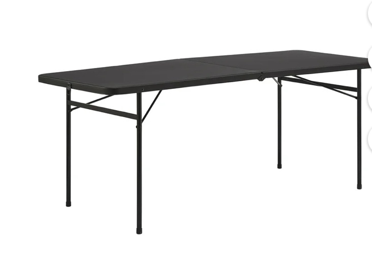mainstays 6 foot bi-fold plastic folding table, black