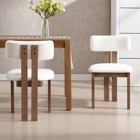 Solid Wood Dining Chairs Set, Modern Farmhouse Fabric Upholstered Dining Room Chair Kitchen Chairs Wood Leg Accent Chairs for Dining Room, Living Room, Bedroom (Only Chairs) (Set of 2)