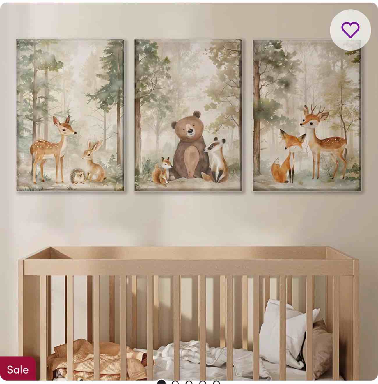 3pcs woodland animal nursery canvas wall art wild animals forest paintings pictures wall decor fox bear deer watercolor poster printing artwork for boys room girls room home decoration