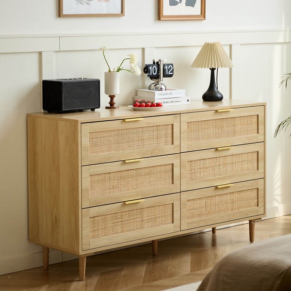 aimara 51" rattan 6 drawer dresser for bedroom b  a