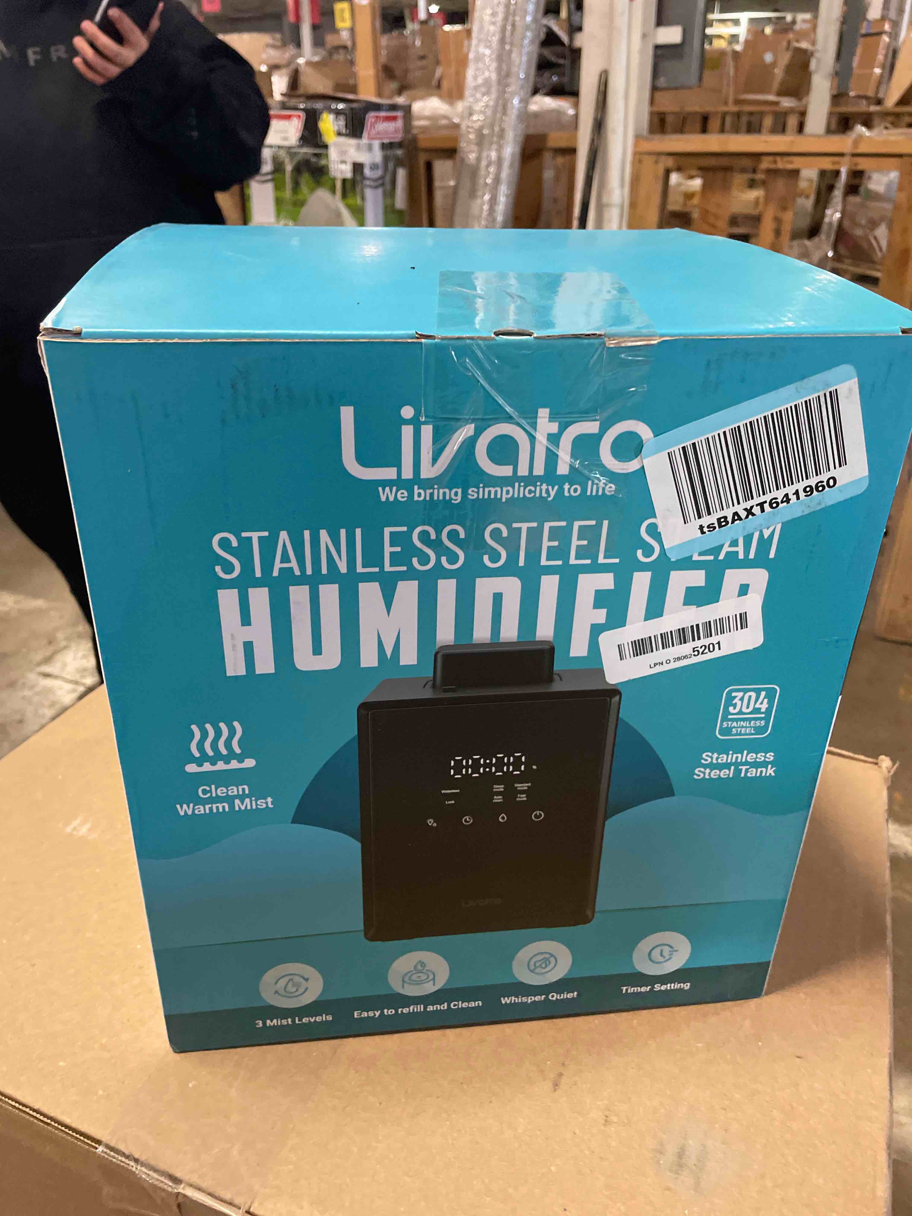 Condition photo showing New/Like New for Stainless Steel Humidifier, 3L Warm Mist Humidifier, Easy Clean with Warm Steam Humidifier, Healthy Air Mist Humidifiers for Bedroom Living Room, with Sleep Mode and Auto-off Setting 3LBlack