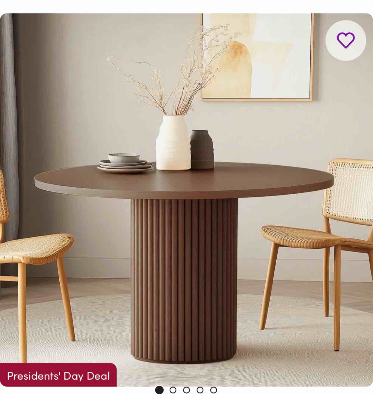 astraea round wood dining table