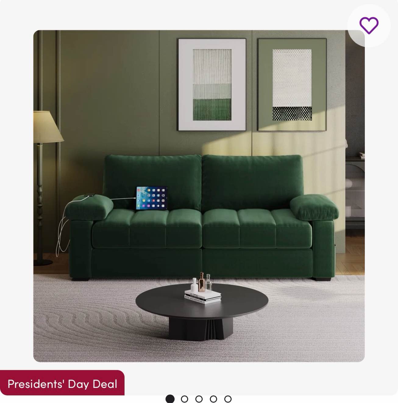 79'' w upholstered sofa velvet couch with usb charging ports