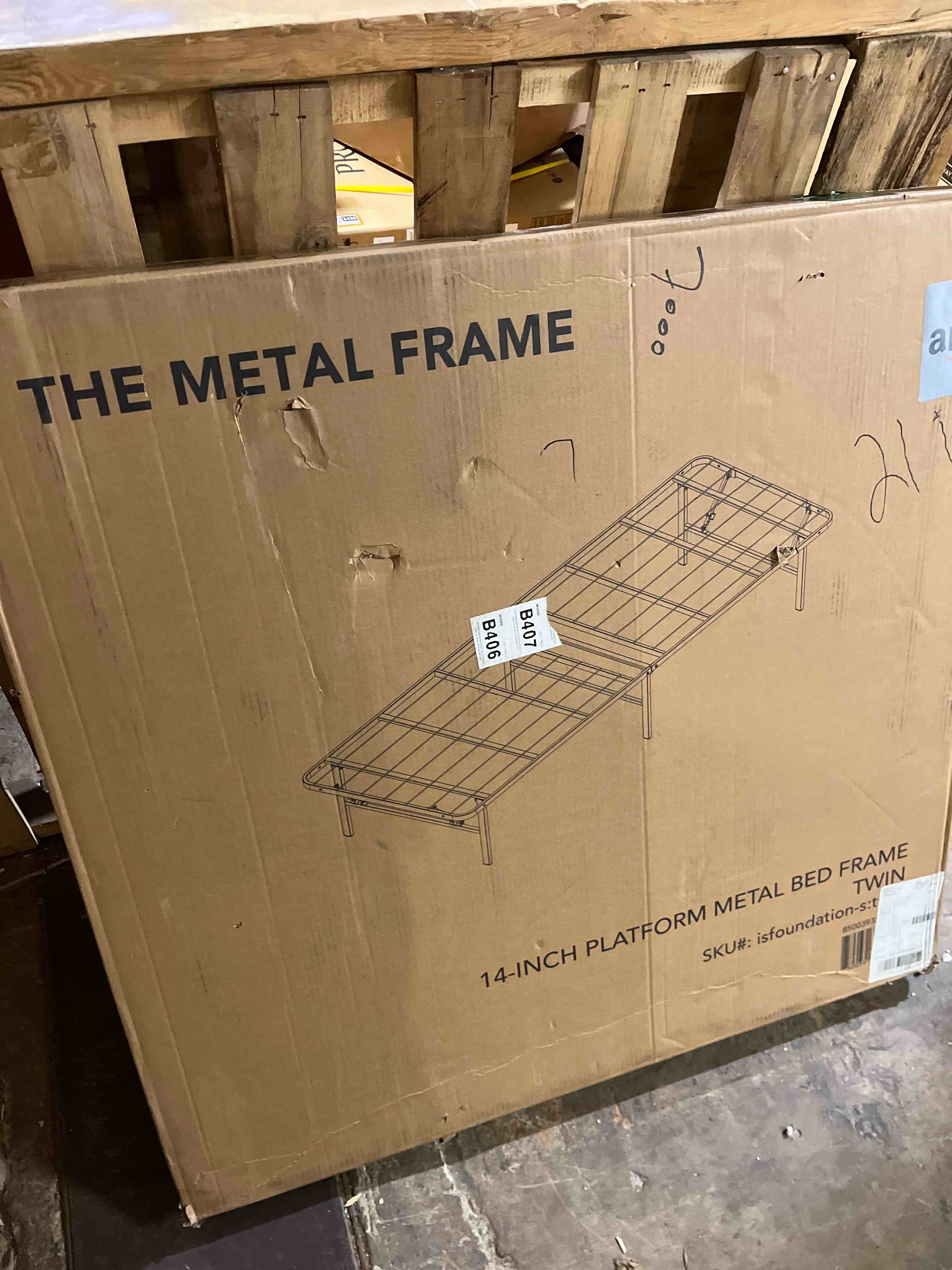 Condition photo showing New/Like New for BestMassage | Twin Bed Frame | Metal | Heavy Duty Steel Slats with 6 Legs | Foldable | Sturdy, No Box Spring Needed | Easy to Assemble with Under-Bed Storage | Furniture for Home, Dorms