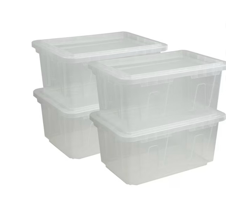 Member's Mark 60 Quart Clear Storage Tote, 17.2" D x 25.7" W x 12.0" H, 1 pack or 4 pack