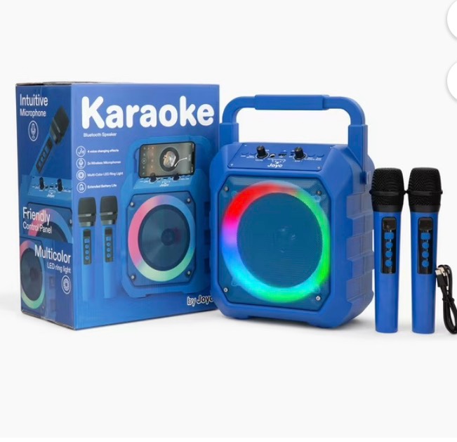 JOYC Mic Drop Karaoke Machine with 2 Wireless Mics & RGB Lights