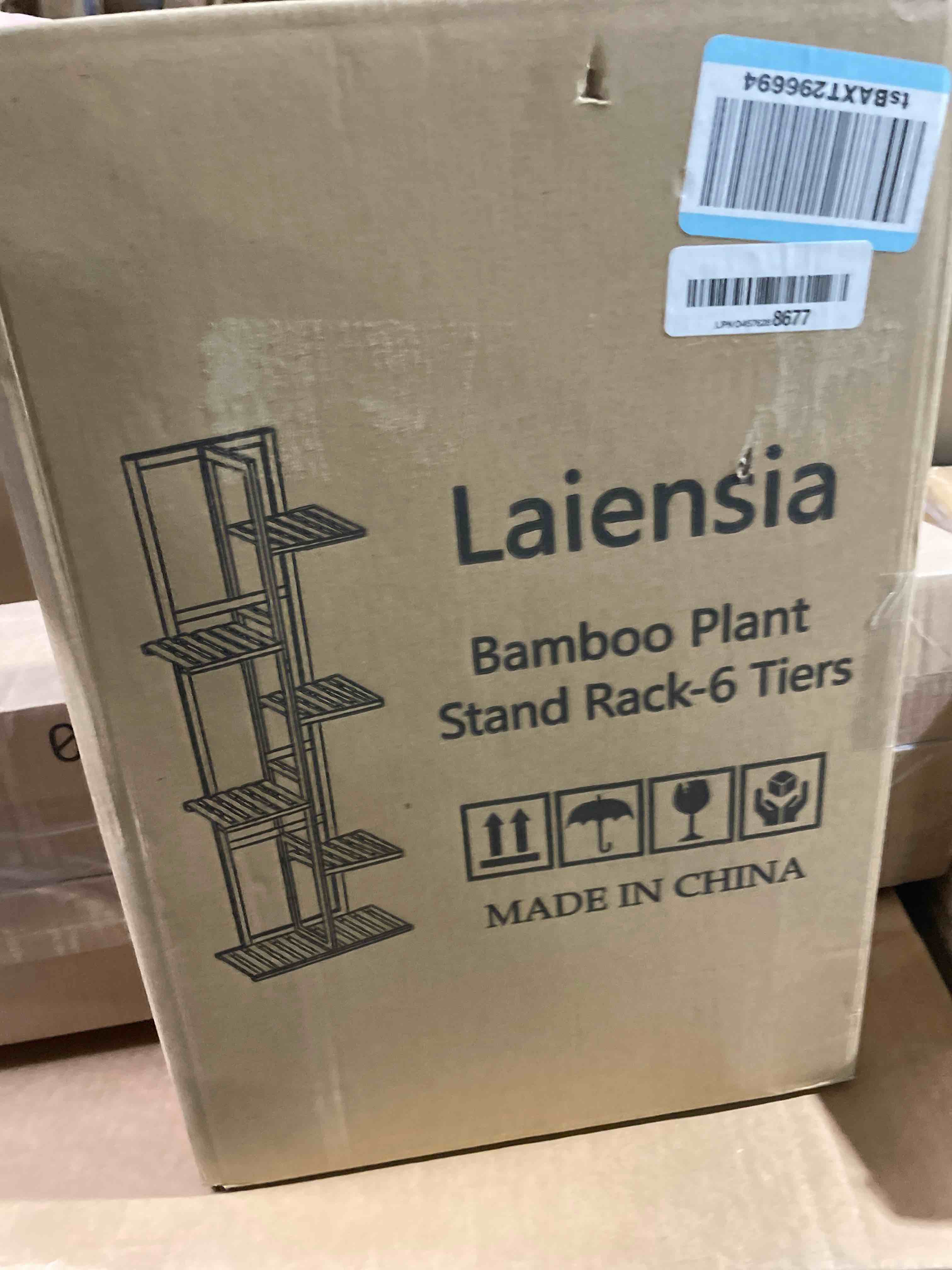 Condition photo showing New/Like New for Laiensia Bamboo Plant Stand Rack 6 Tier,Multiple Stand Holder Shelf Rack, Indoor&Outdoor Planter Display Shelves for Patio Garden, Living Room, Corner Balcony and Bedroom,Wood Color 6 Tier Wood Color