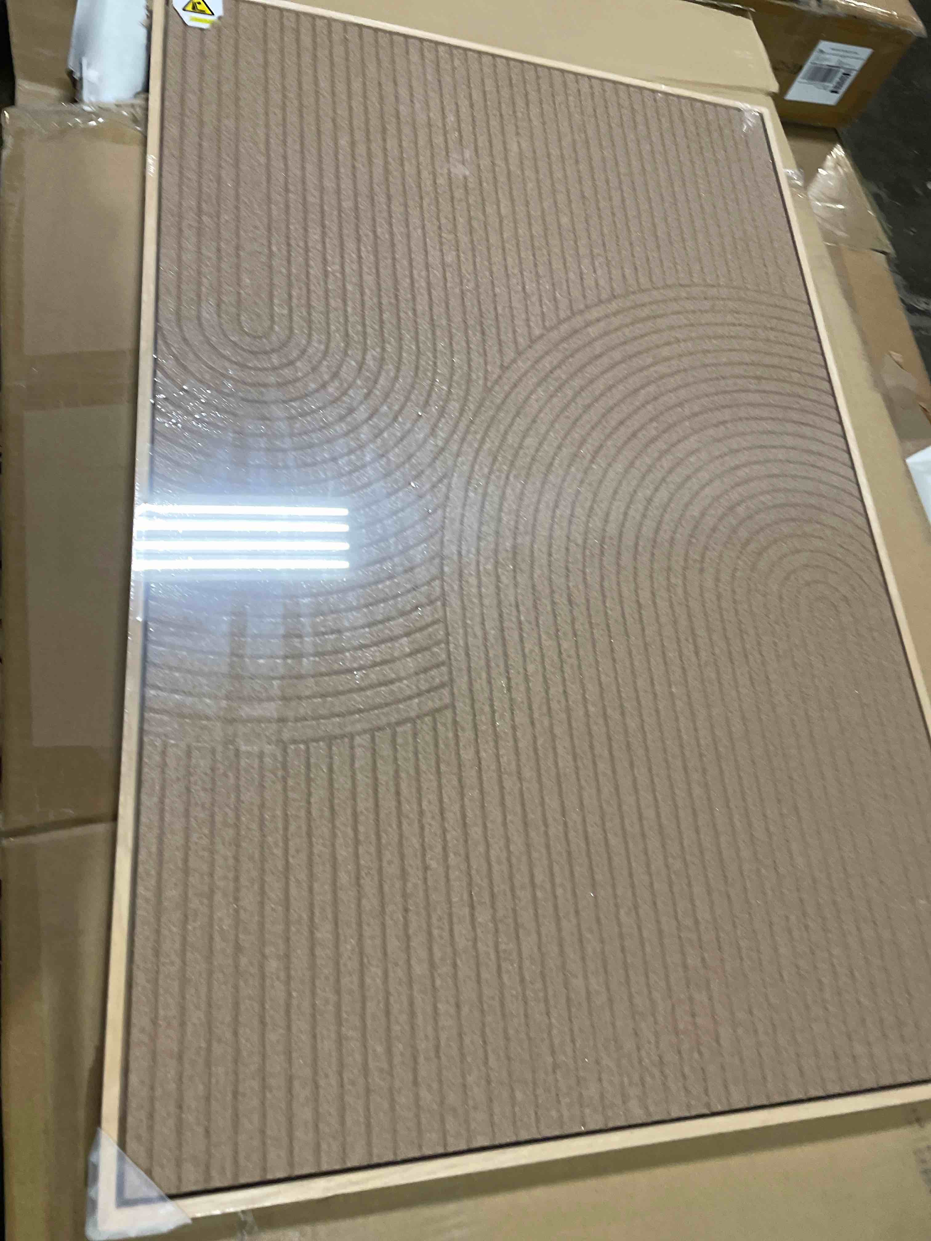 Condition photo showing New/Like New for (2pics))SIGNWIN Framed Canvas Print Wall Art Pastel Brown Geometric Spiral Circles Abstract Shapes Illustrations Modern Art Decorative Contemporary Colorful for Living Room, Bedroom, Office - 16"x24" White