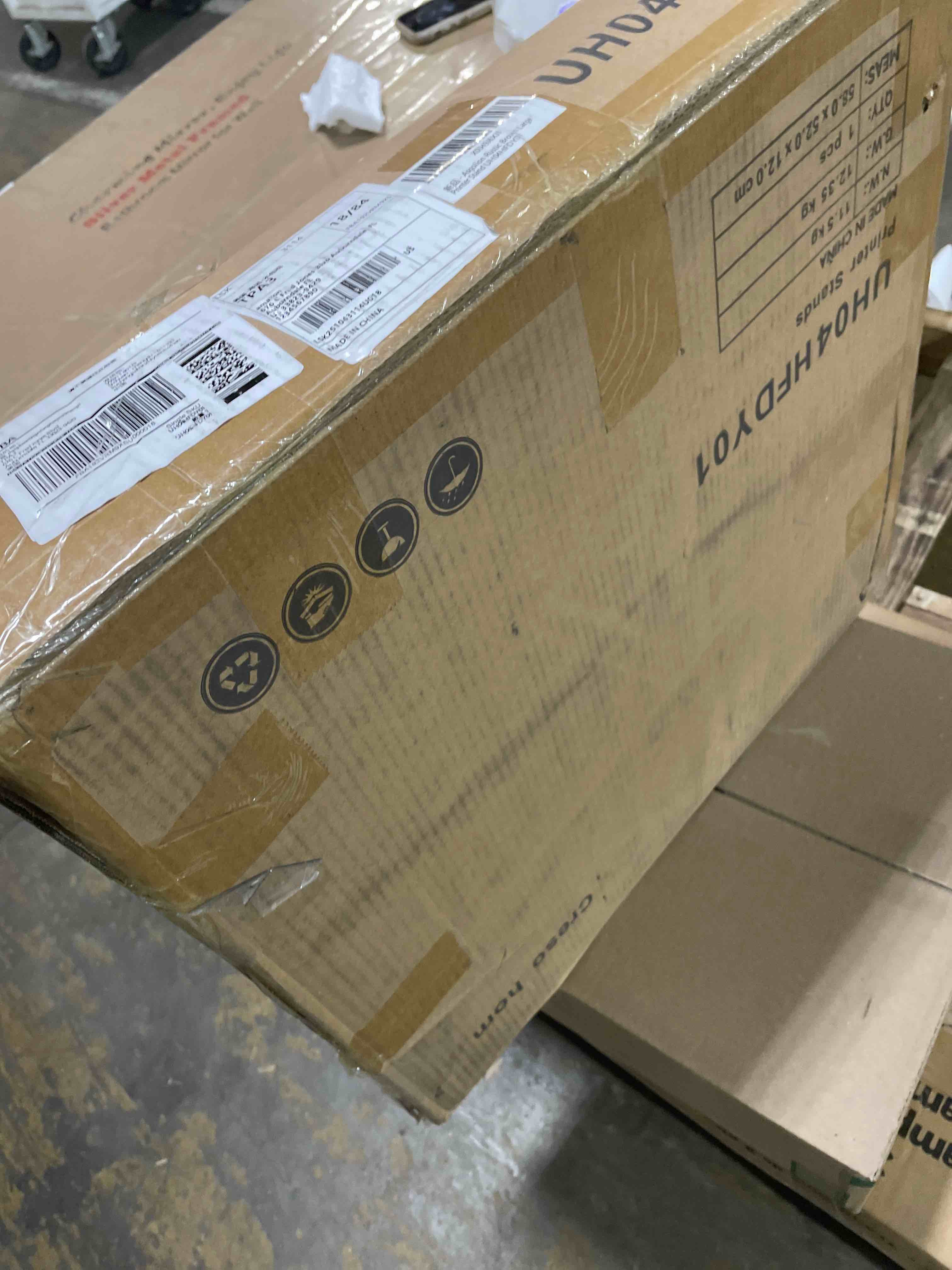 Condition photo showing Good Condition for Printer Stand with Charging Station, 49"Tall 4-Tier Printer Stand with Storage, Large Printer Table for Home Office, Kitchen, Living Room, Printer Cart Beside Desk for Printer, Scanner (Rustic Brown)