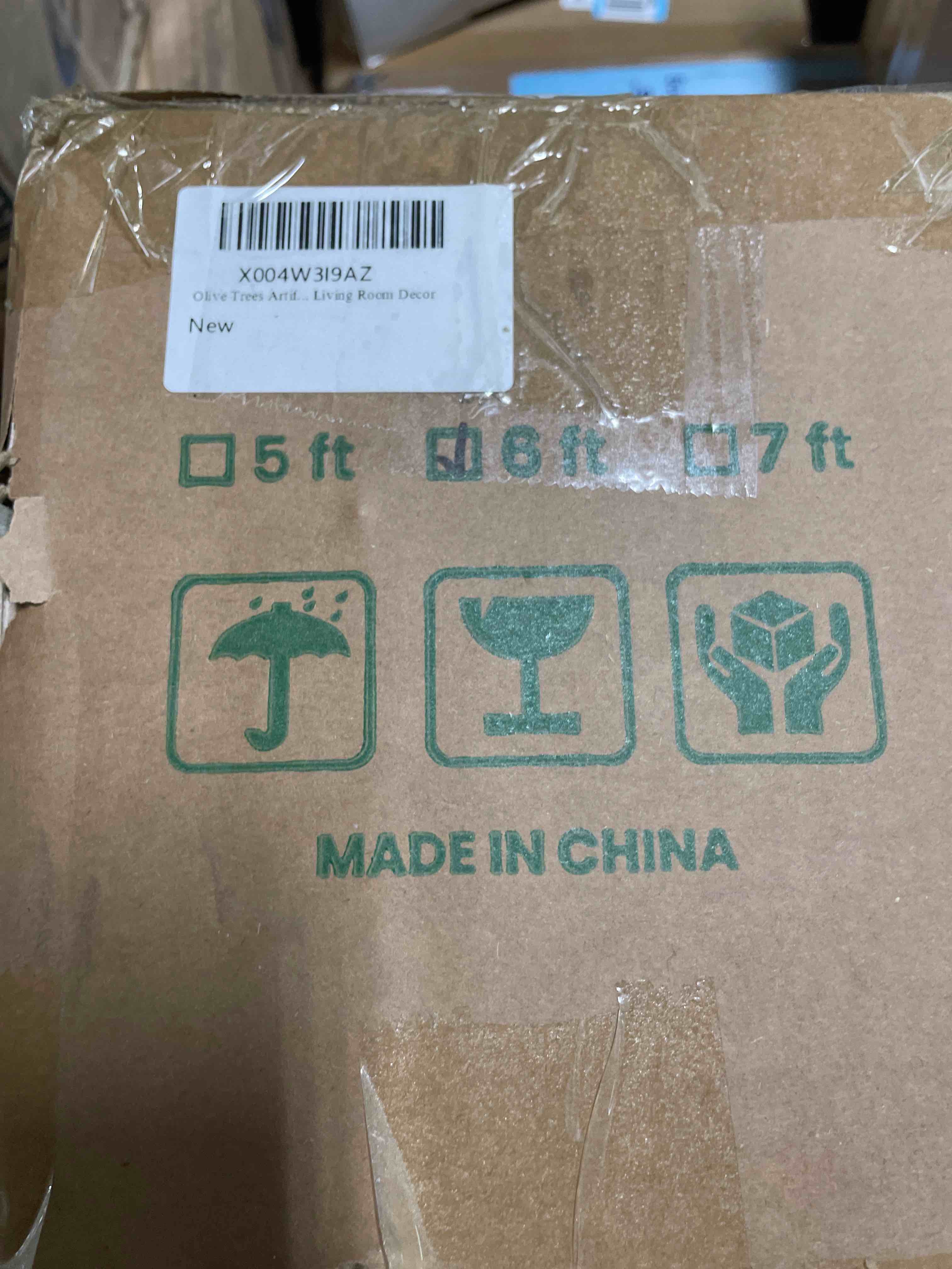 Condition photo showing New/Like New for Olive Trees Artificial Indoor, 6FT Tall Faux Olive Tree with Moss and Planter, Artificial Plants Indoor with Natural Wood Trunk and Lifelike Fruits, Fake Tree for Home Office Living Room Decor