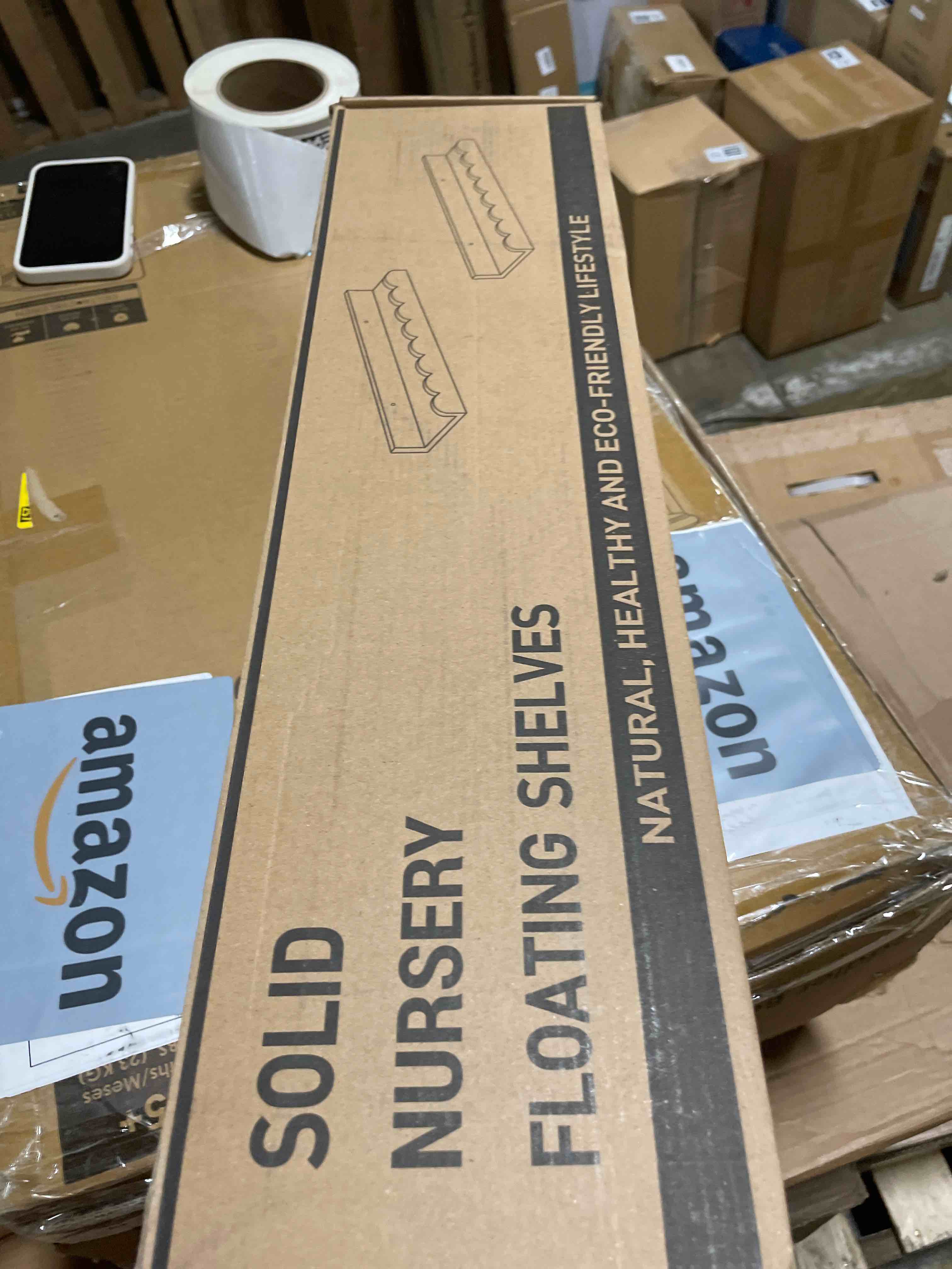 Condition photo showing New/Like New for Shario Nursery Book Shelves, 4-Pack White Floating Shelves for Wall Kids, Scalloped Shelves, Wall Book Shelves for Bedroom Kids, Toddler Room, Baby Room, Nursery Decor 23 Inches White