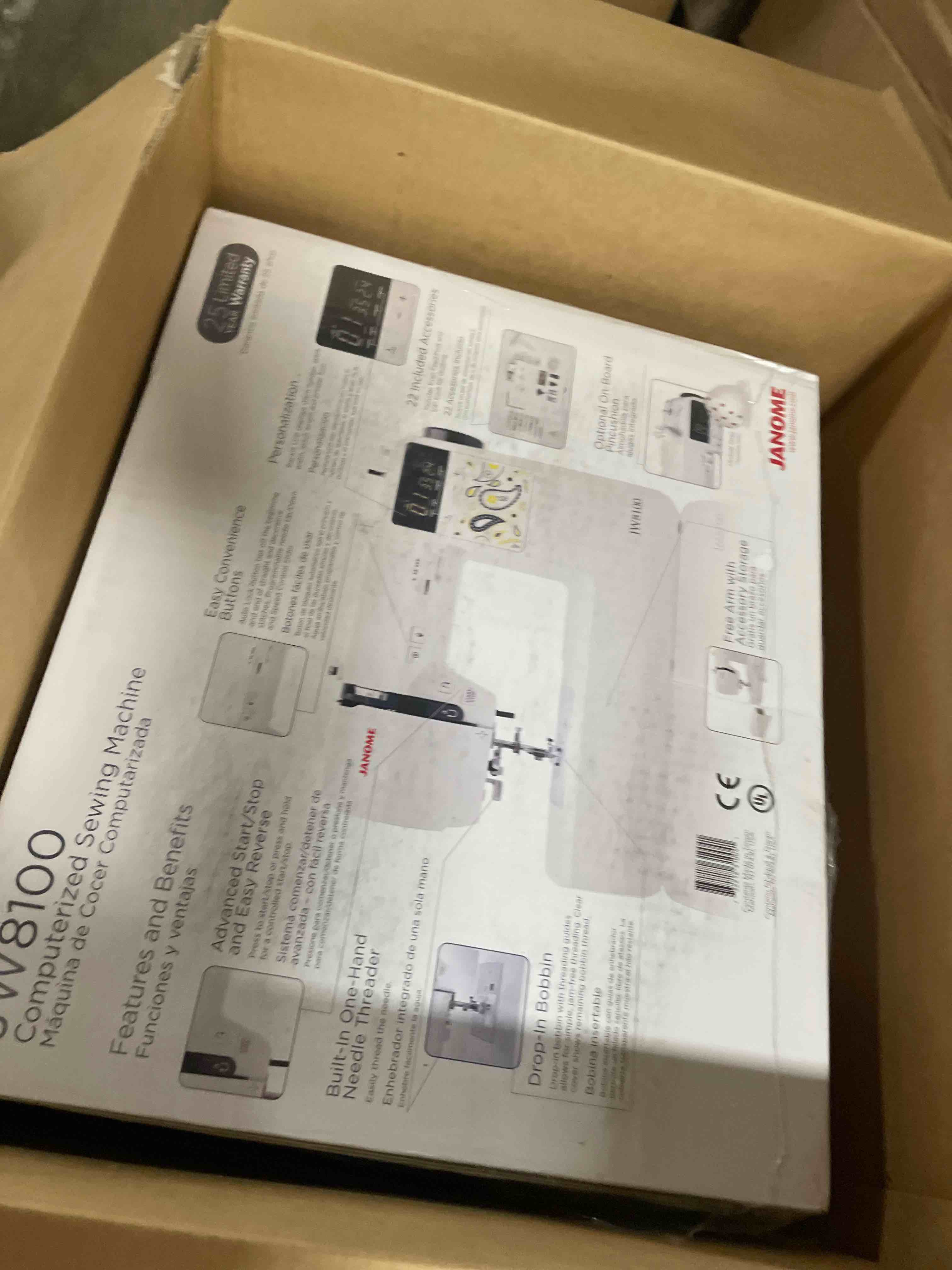 Condition photo showing Good Condition for Janome JW8100 Fully-Featured Computerized Sewing Machine with 100 Stitches, 7 Buttonholes, Hard Cover, Extension Table and 22 Accessories