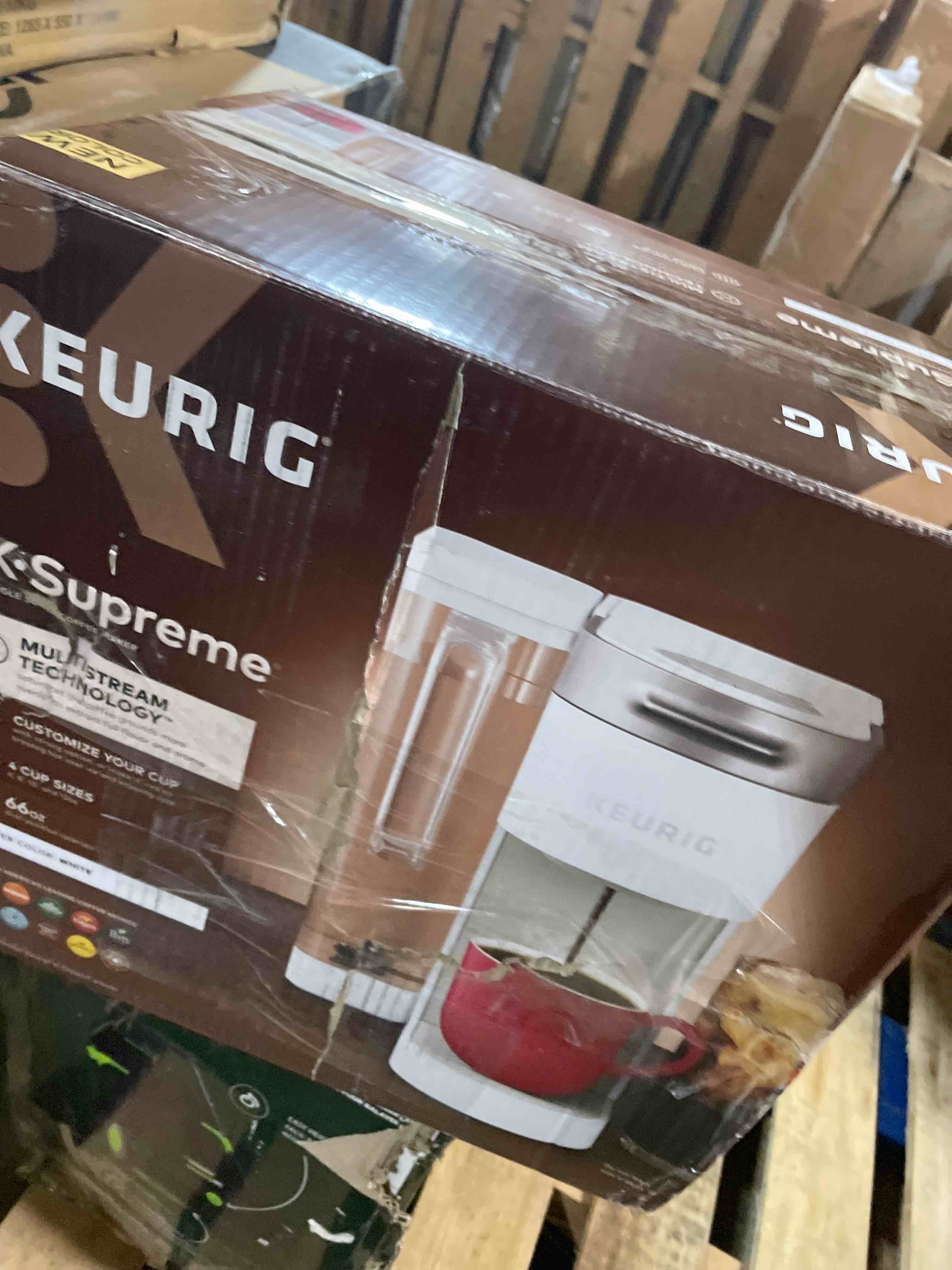 Condition photo showing As Is for Keurig K-Supreme Single Serve K-Cup Pod Coffee Maker, MultiStream Technology, 4 Brew Sizes, 66oz Dual-Position Removable Reservoir, White